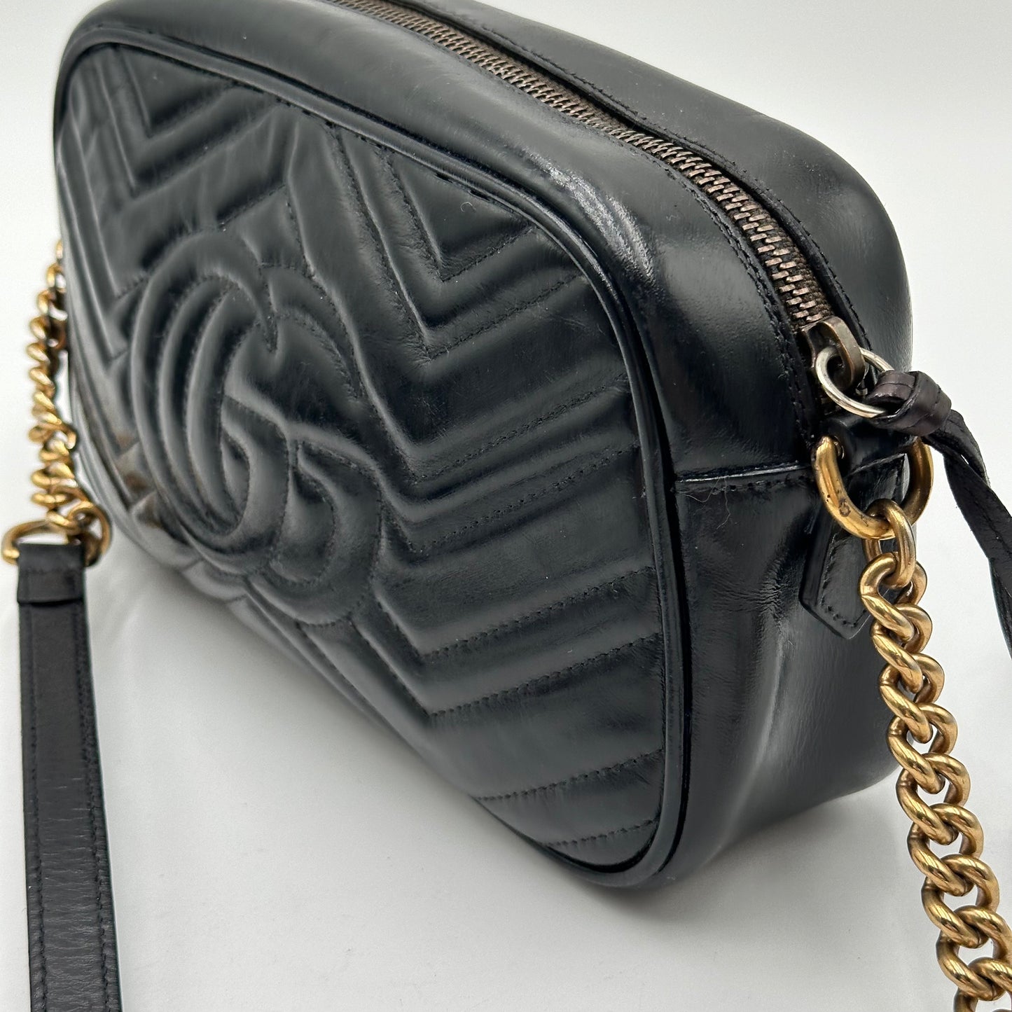 Authentic GUCCI Black Marmont V Stitch Crossbody