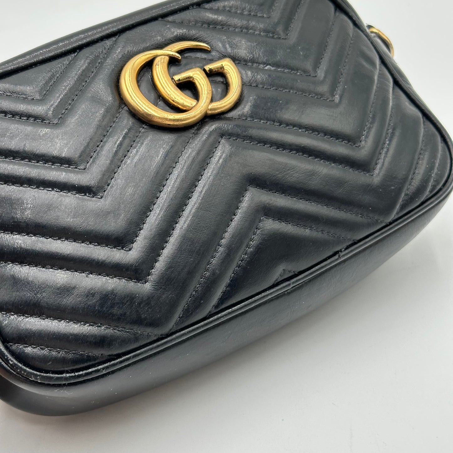 Authentic GUCCI Black Marmont V Stitch Crossbody