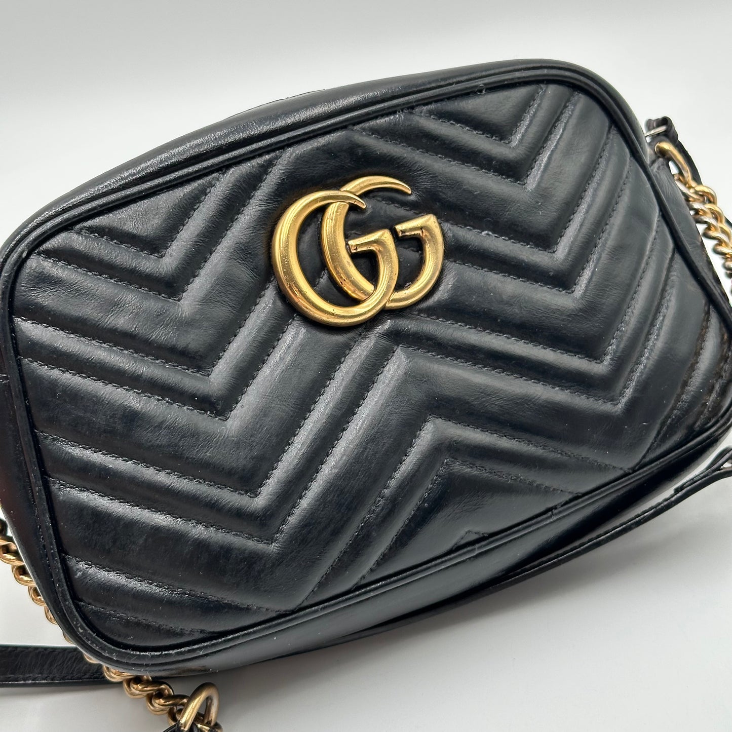 Authentic GUCCI Black Marmont V Stitch Crossbody