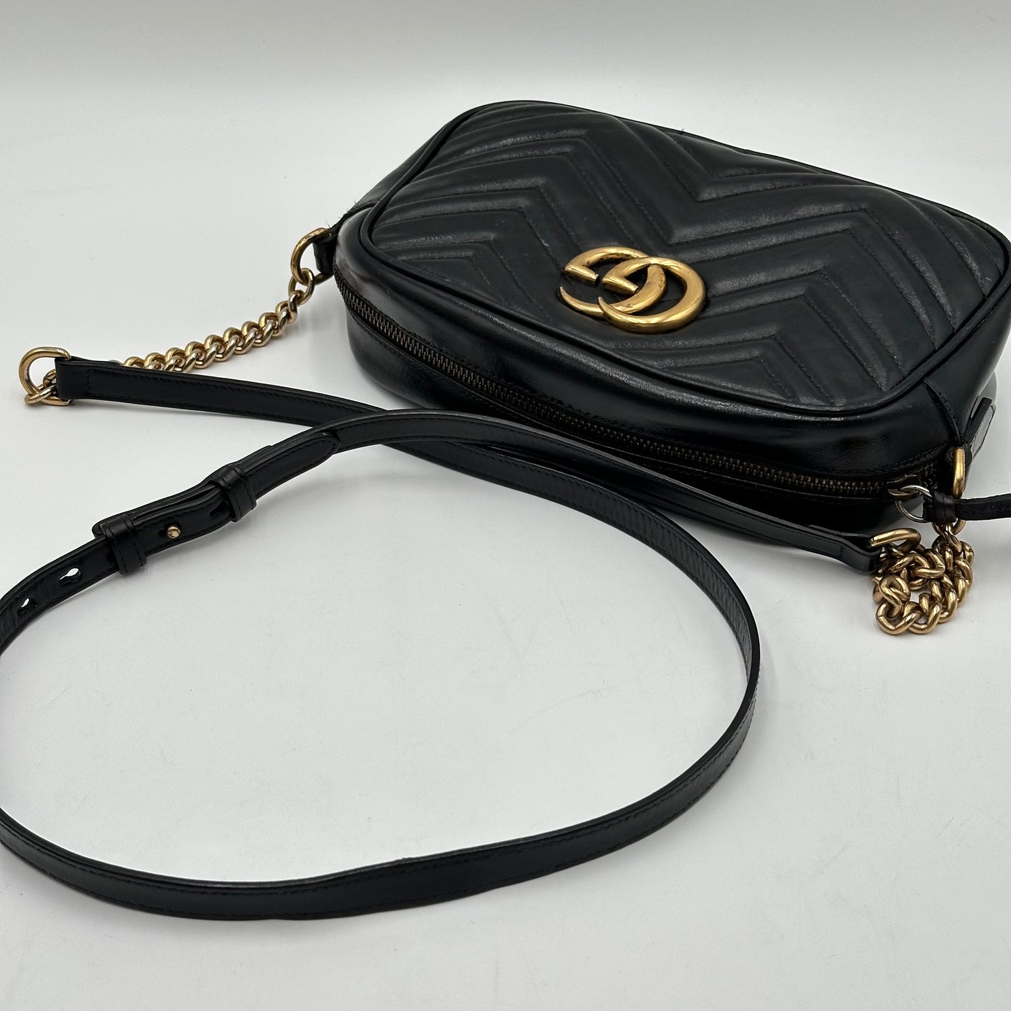 Authentic GUCCI Black Marmont V Stitch Crossbody