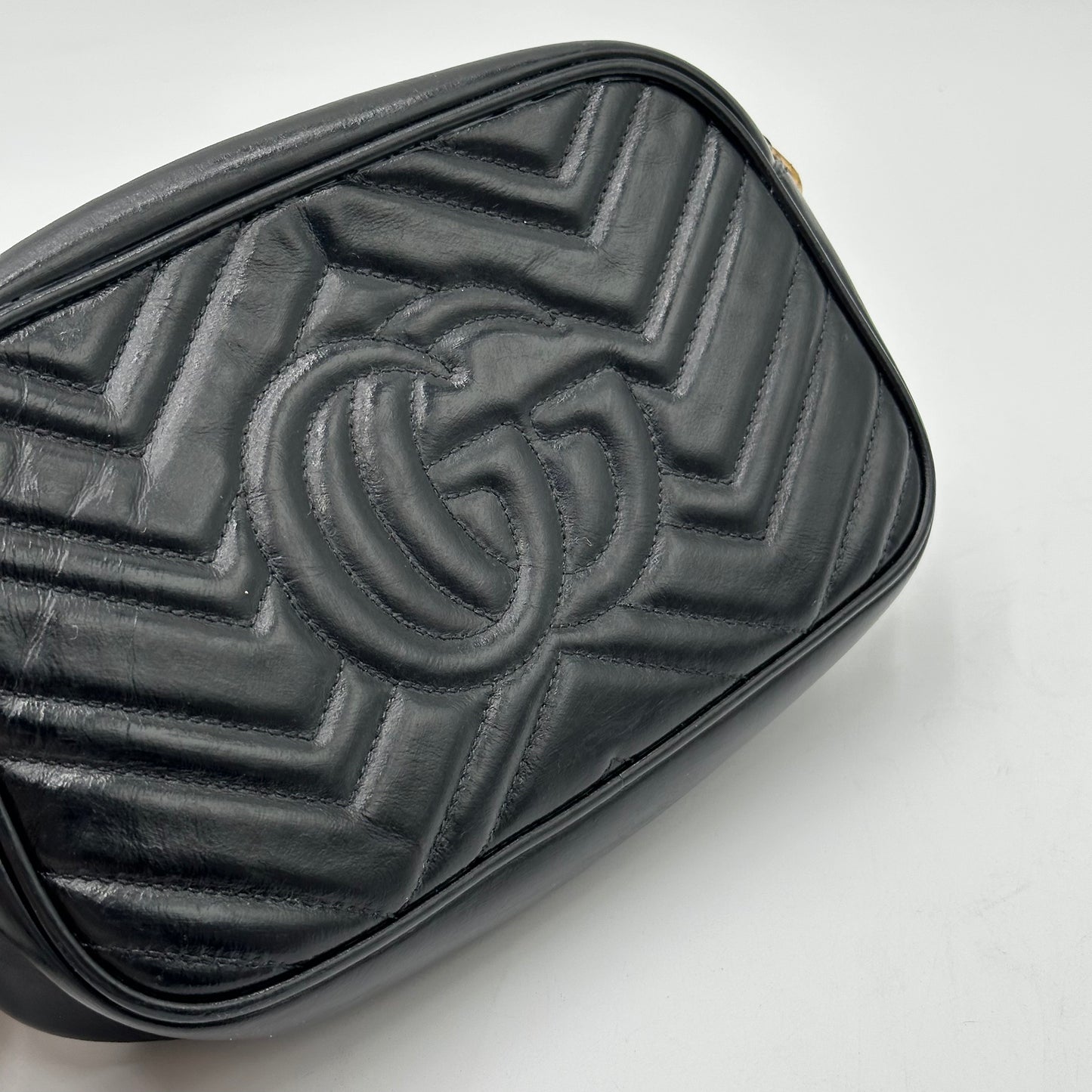 Authentic GUCCI Black Marmont V Stitch Crossbody