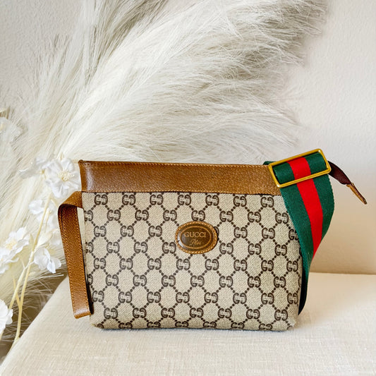 Authentic GUCCI Canvas Wristlet Clutch Crossbody