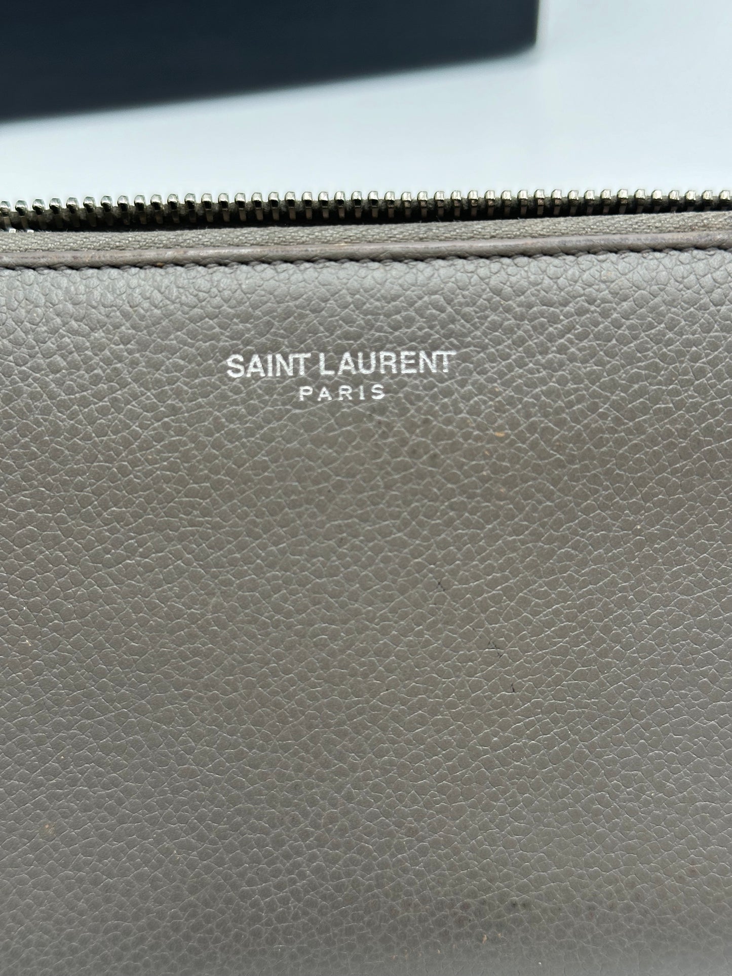 Authentic YSL Gray Rive Gauche Zipper Wallet