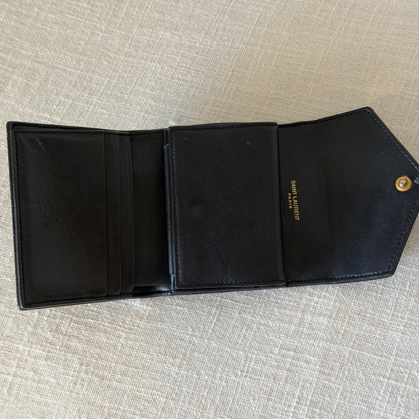 Authentic YSL Black Matelasse Trifold Wallet