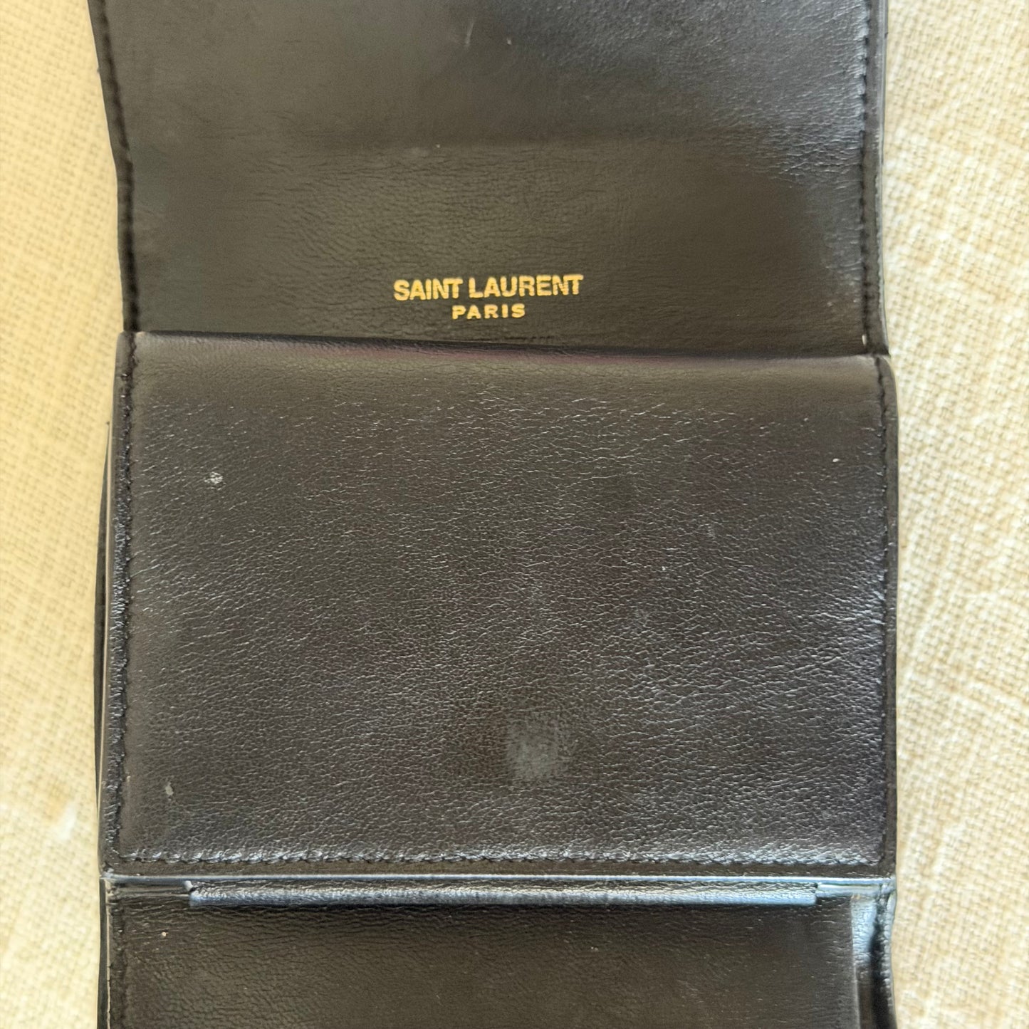 Authentic YSL Black Matelasse Trifold Wallet