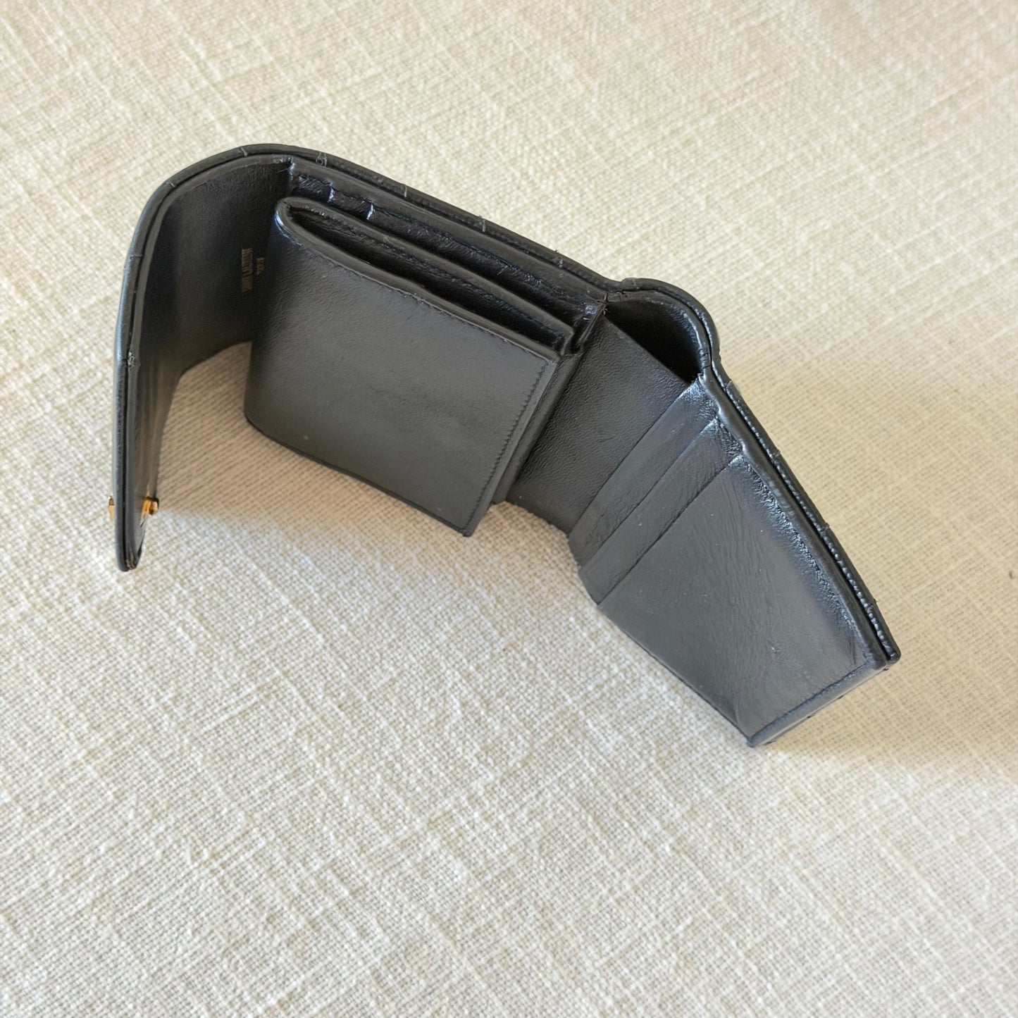 Authentic YSL Black Matelasse Trifold Wallet