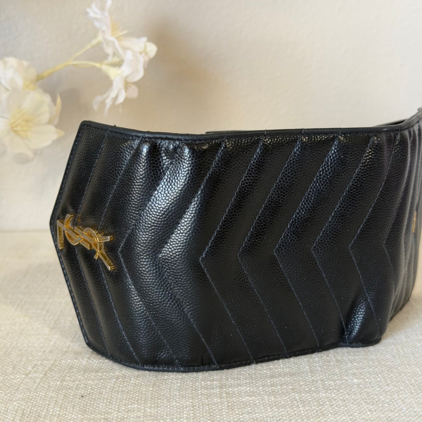 Authentic YSL Black Matelasse Trifold Wallet