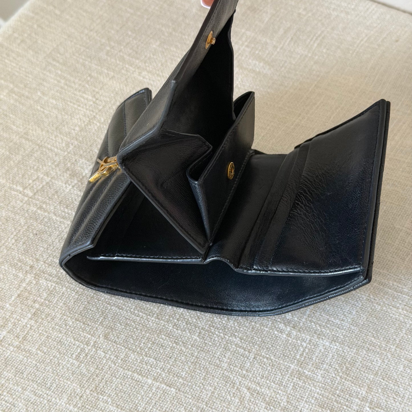 Authentic YSL Black Matelasse Trifold Wallet