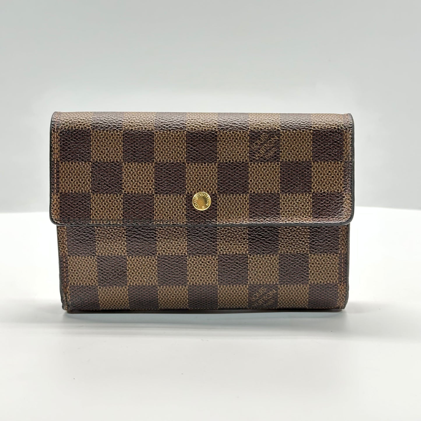Authentic Louis Vuitton 2005 Damier Ebene Alexandra Trifold Compact Wallet