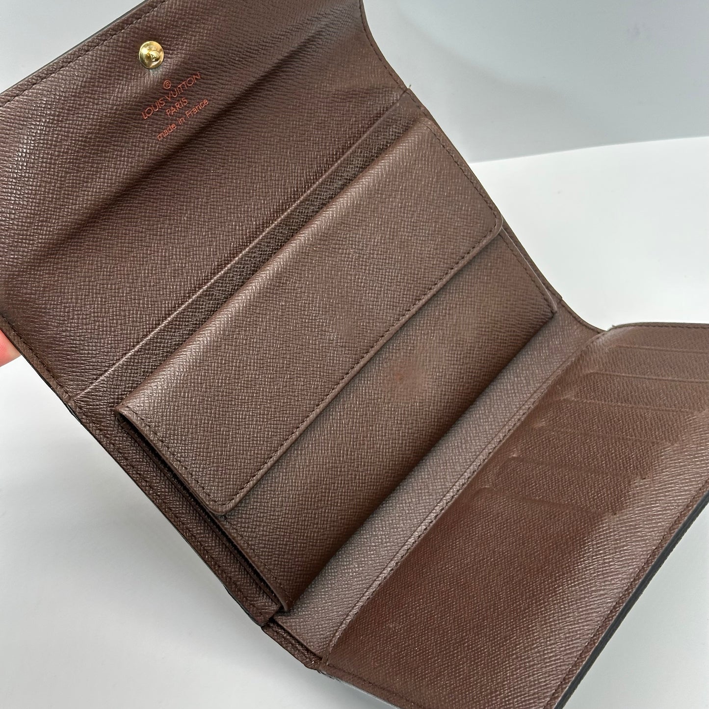 Authentic Louis Vuitton 2005 Damier Ebene Alexandra Trifold Compact Wallet