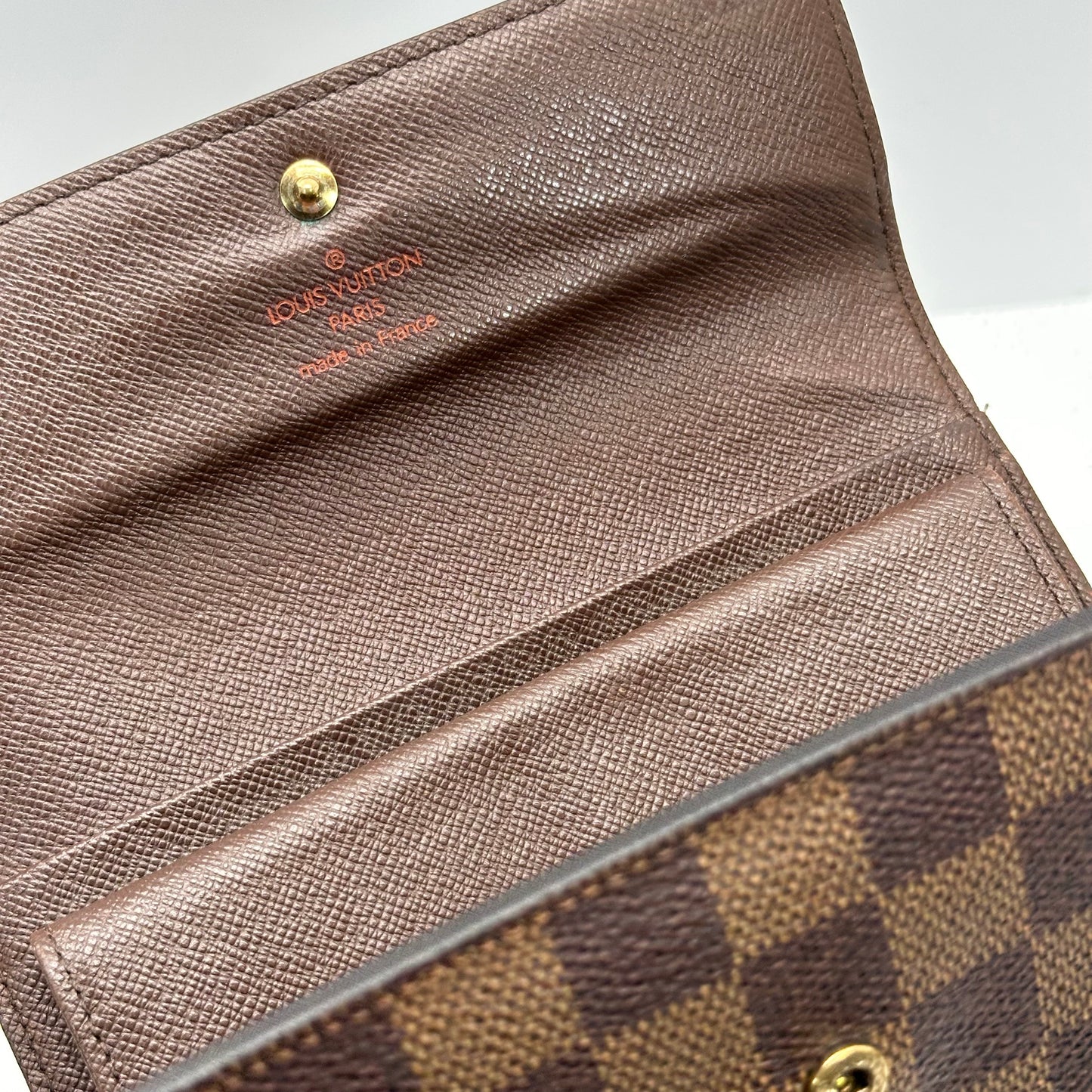 Authentic Louis Vuitton 2005 Damier Ebene Alexandra Trifold Compact Wallet