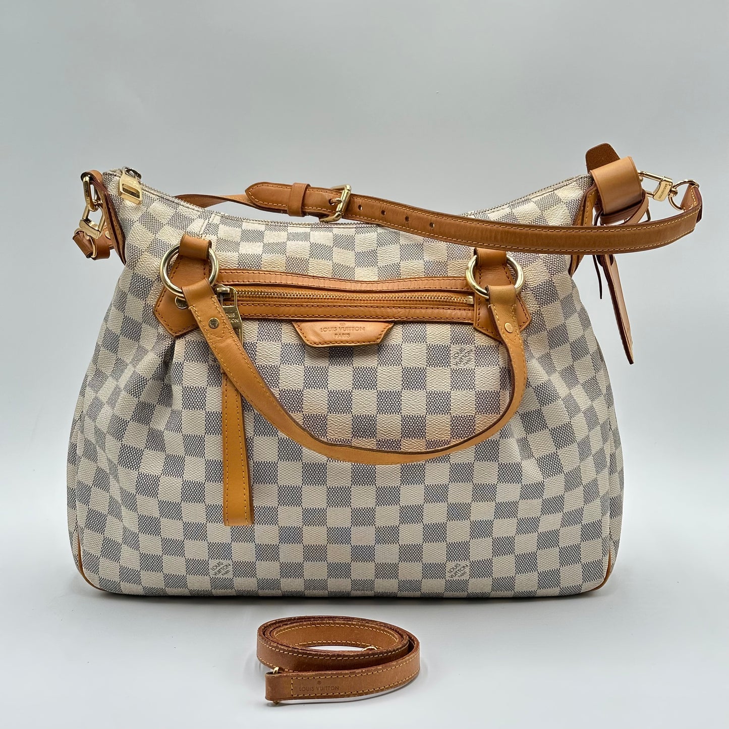 2011 Authentic louis Vuitton Damier Azur Evora MM Handbag Crossbody