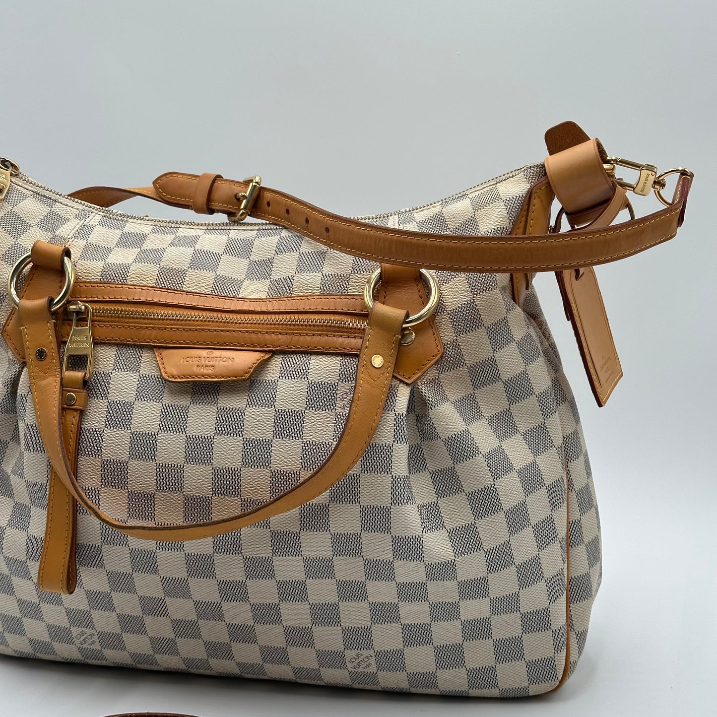 2011 Authentic louis Vuitton Damier Azur Evora MM Handbag Crossbody