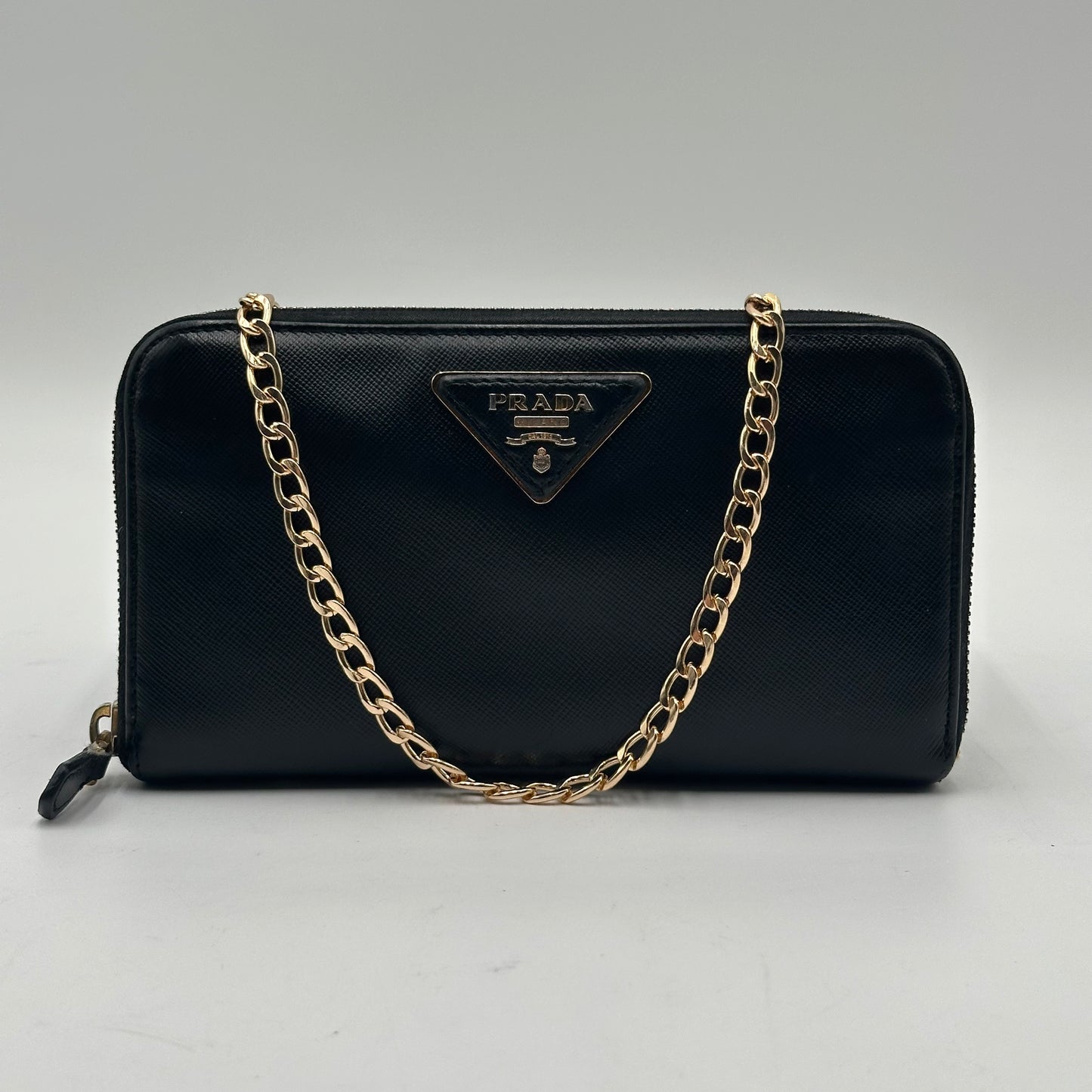 Authentic PRADA Saffiano Triangle Full Zip Wallet
