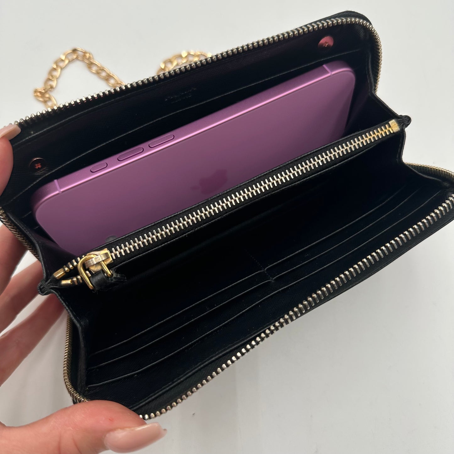 Authentic PRADA Saffiano Triangle Full Zip Wallet