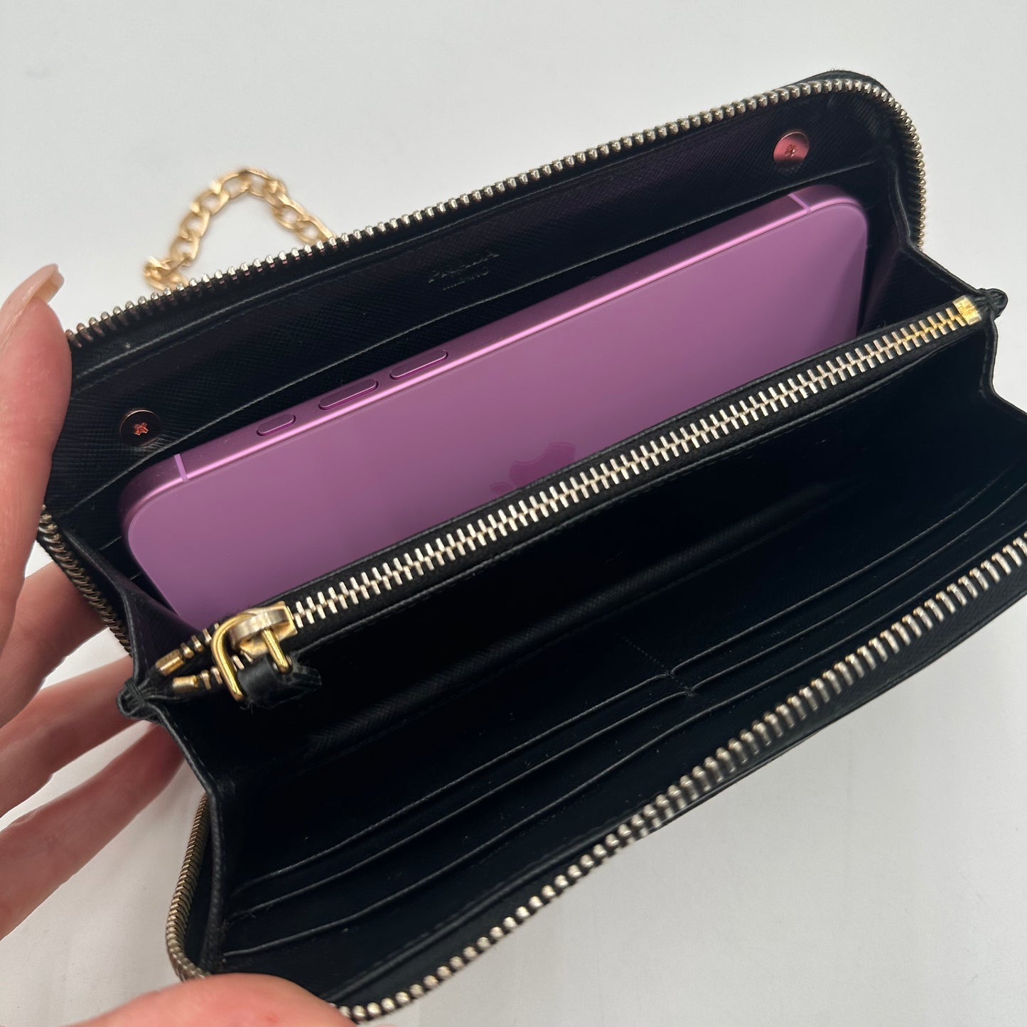 Authentic PRADA Saffiano Triangle Full Zip Wallet