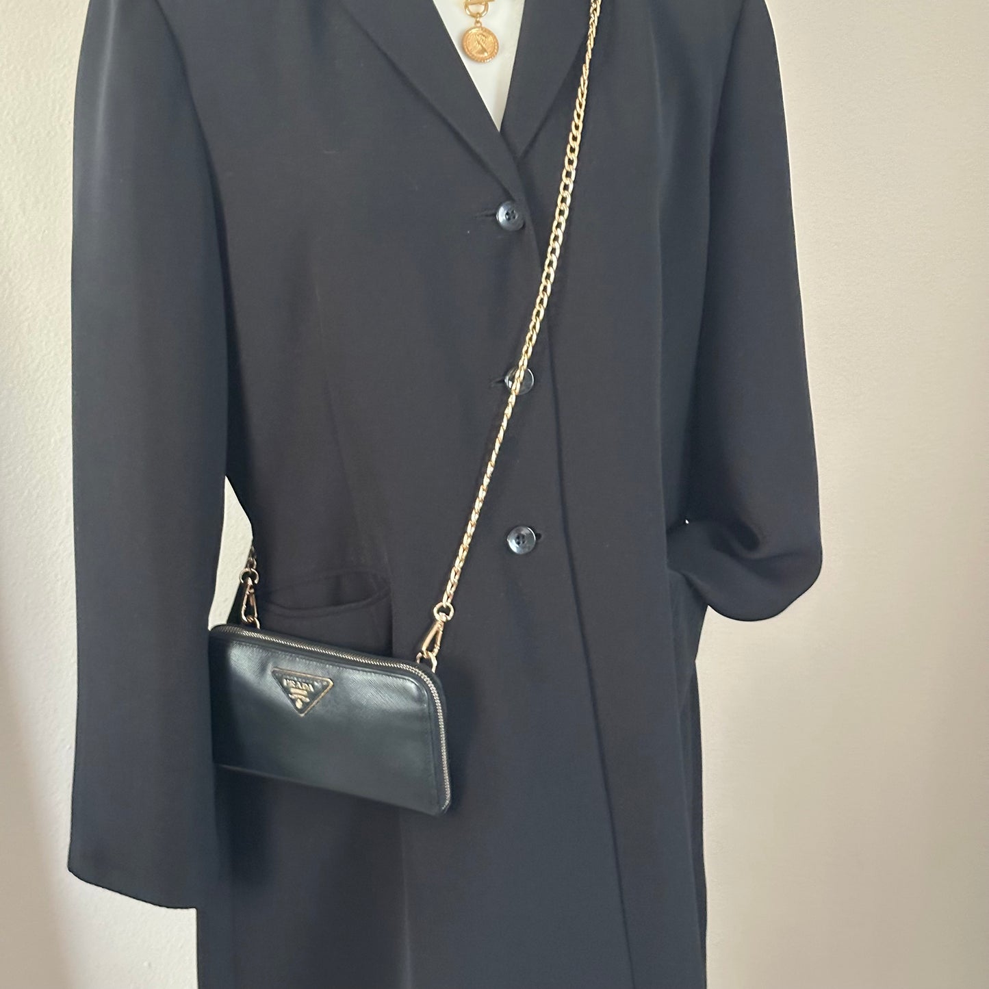 Authentic PRADA Saffiano Triangle Full Zip Wallet