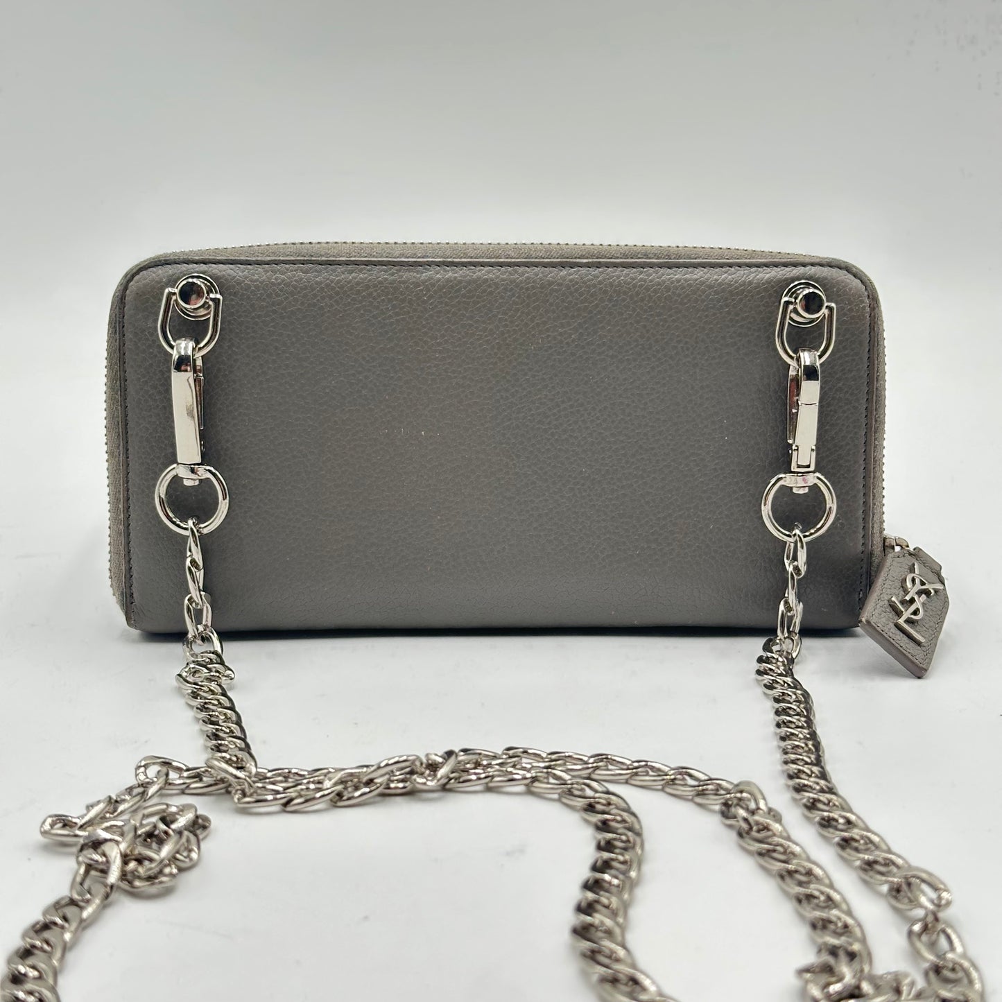 Authentic YSL Gray Rive Gauche Zipper Wallet