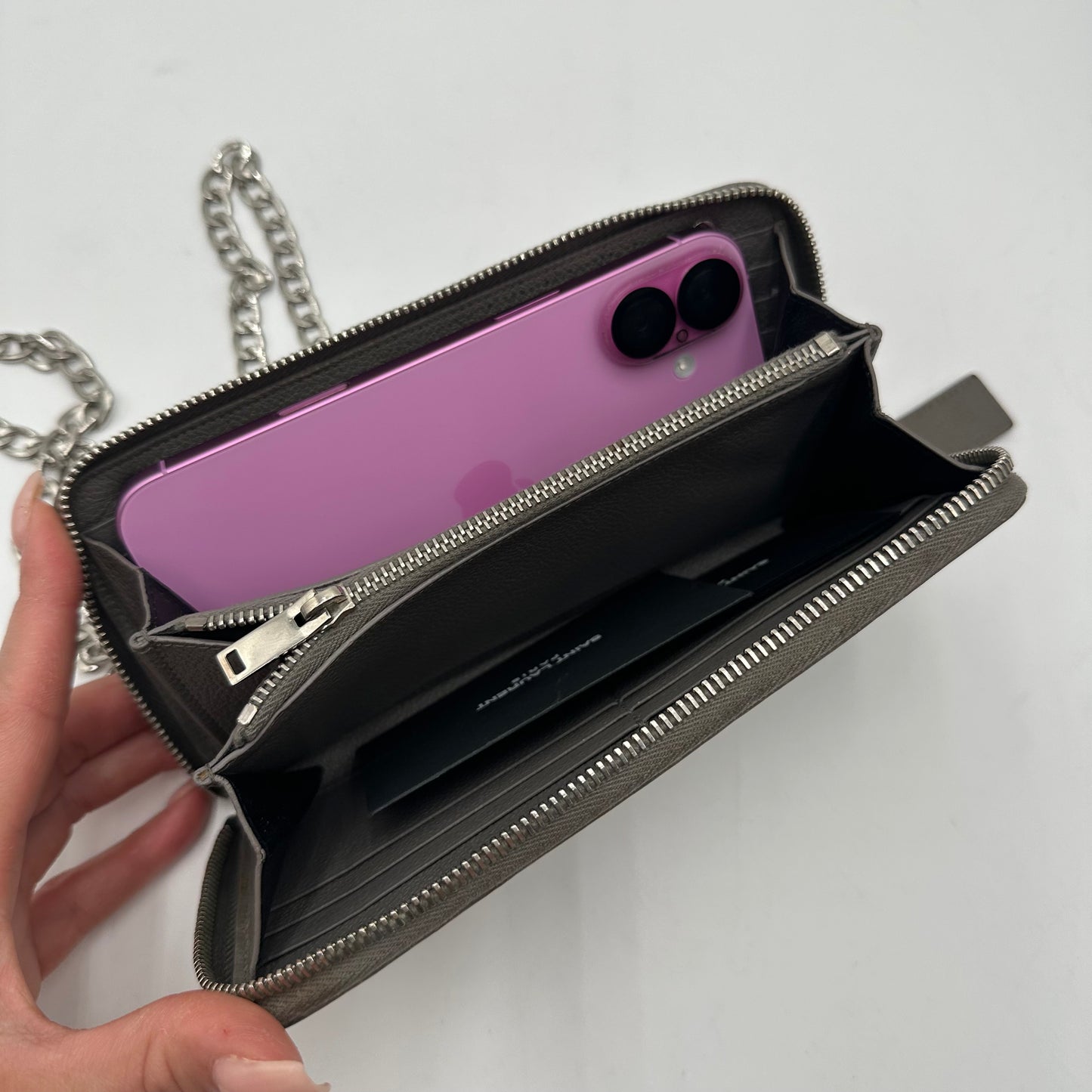 Authentic YSL Gray Rive Gauche Zipper Wallet