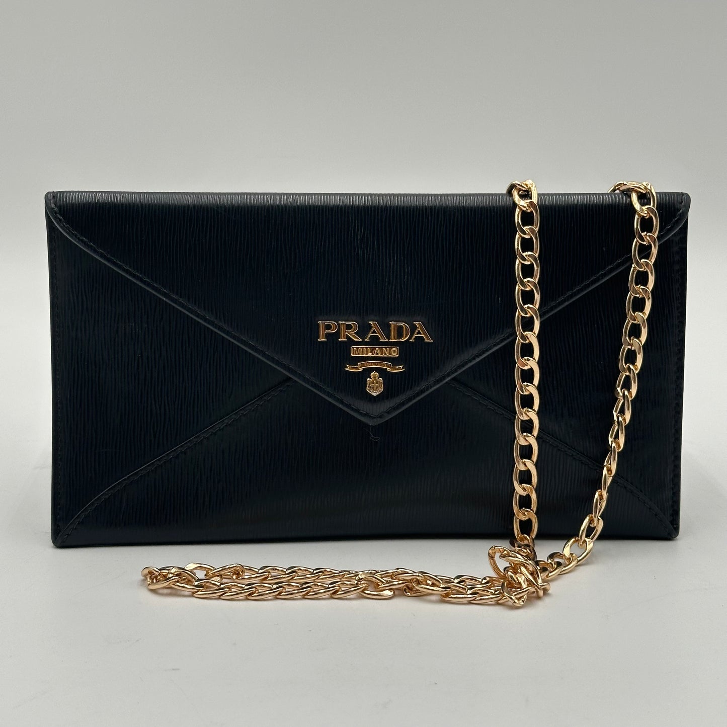 Authentic PRADA Black Saffiano Envelope Crossbody Wallet