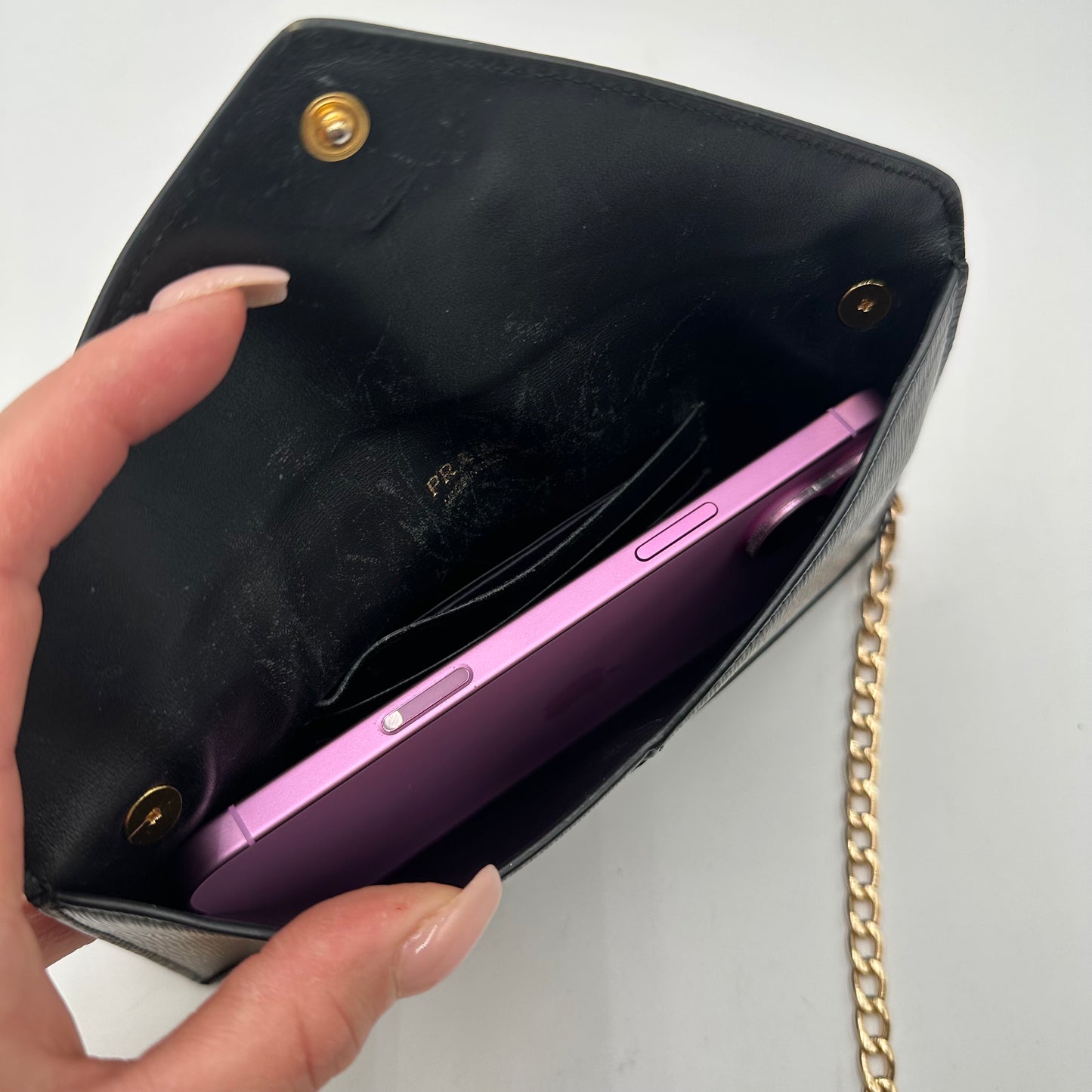 Authentic PRADA Black Saffiano Envelope Crossbody Wallet