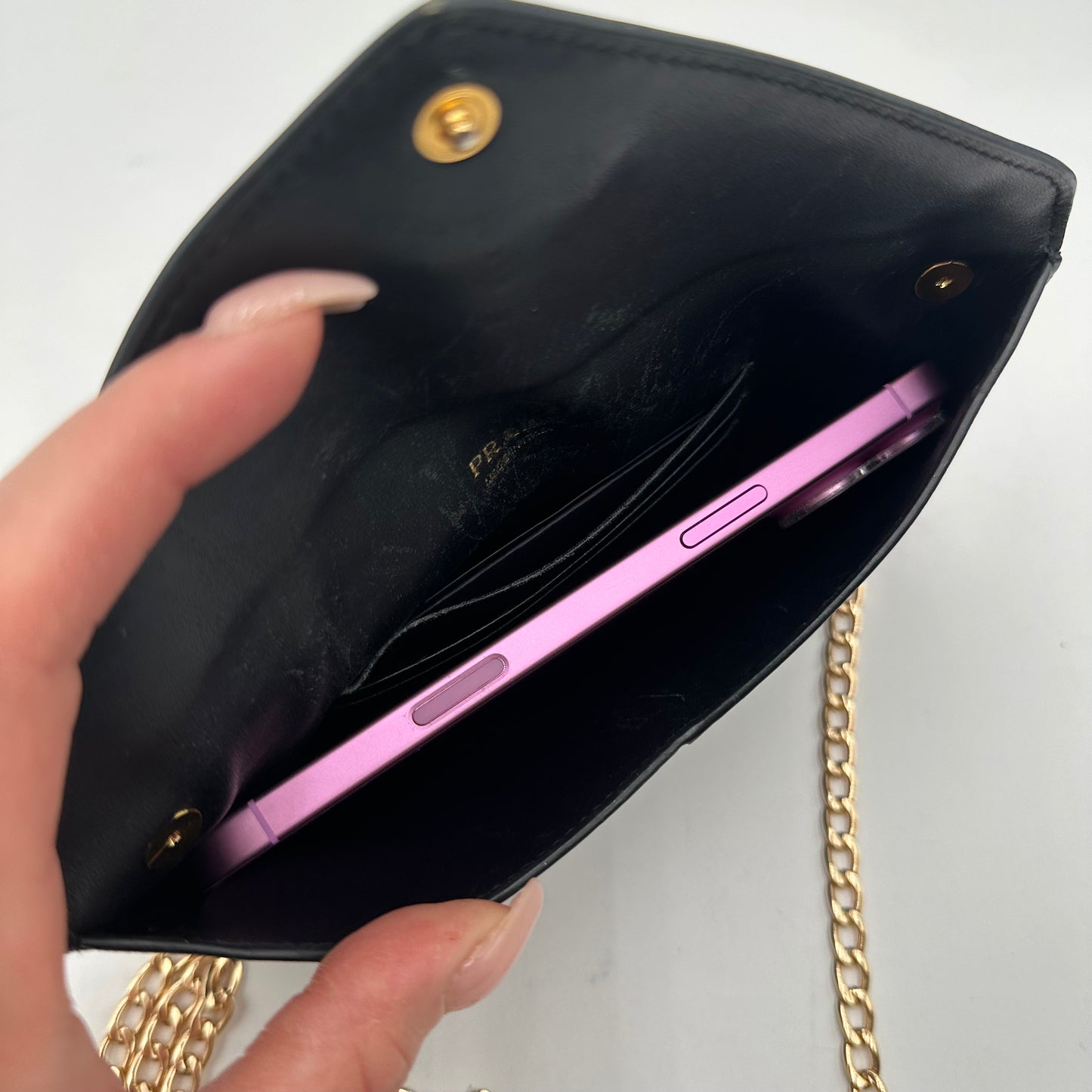 Authentic PRADA Black Saffiano Envelope Crossbody Wallet