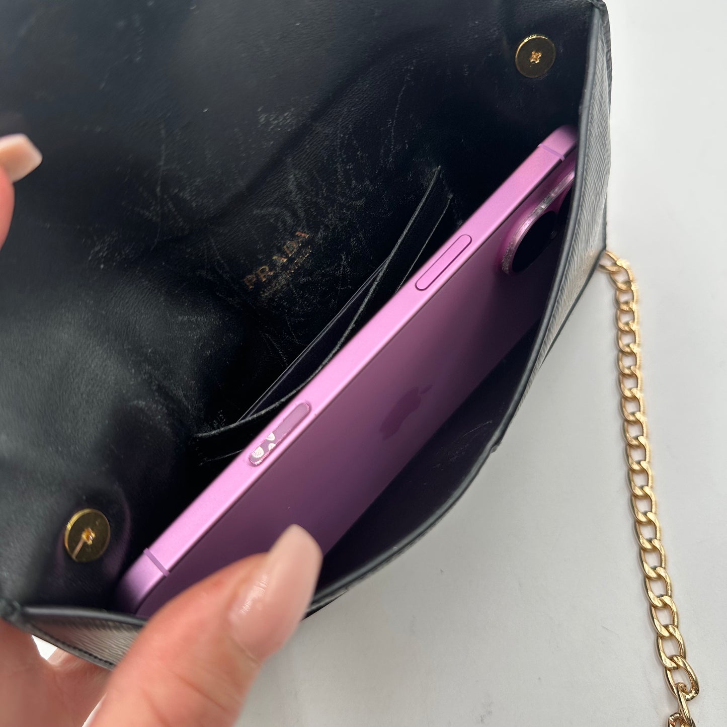 Authentic PRADA Black Saffiano Envelope Crossbody Wallet