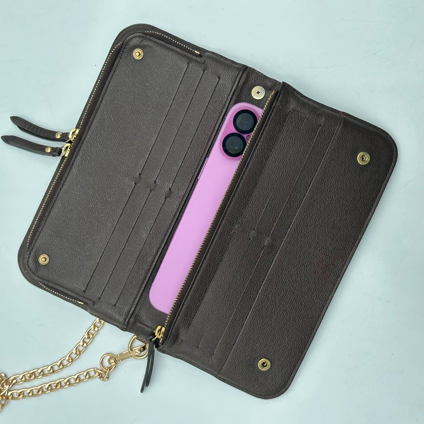 Authentic Louis Vuitton 2009 Damier Ebene Insolite Wallet Crossbody