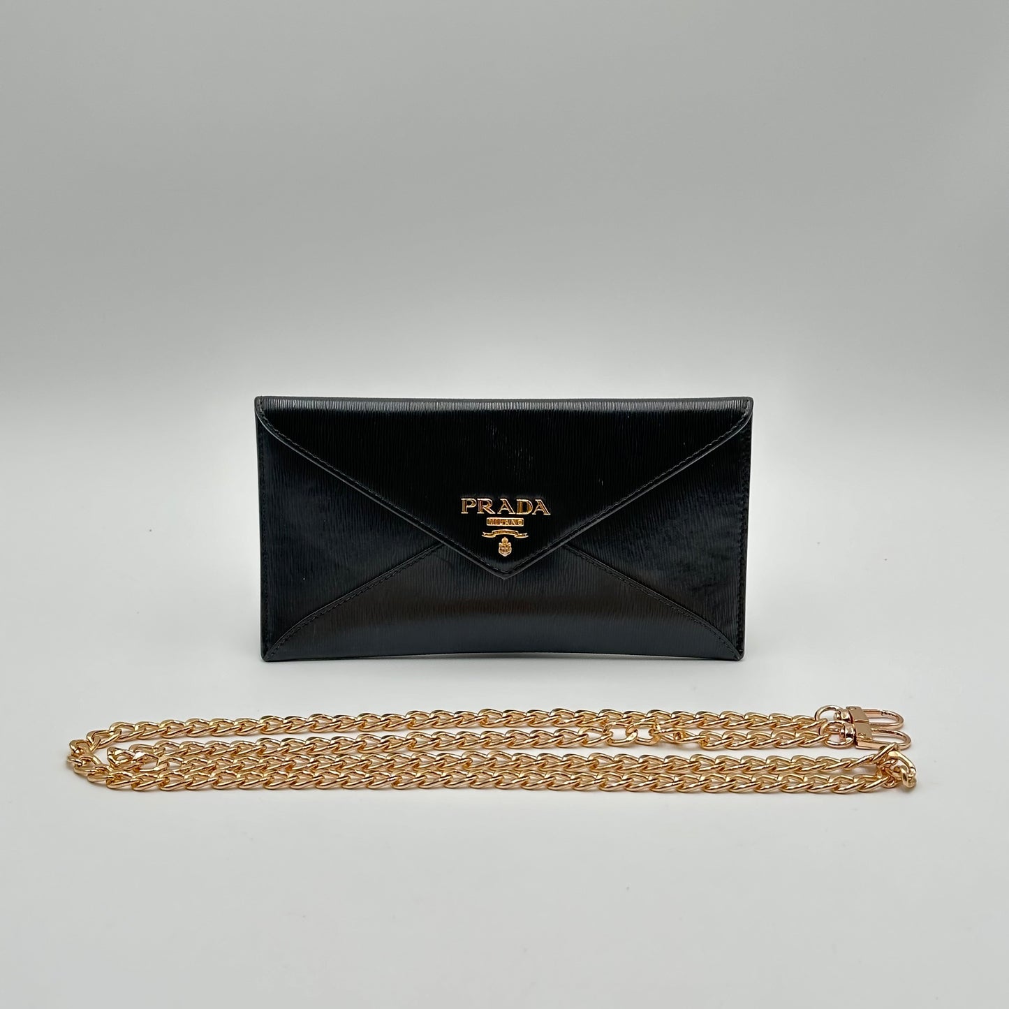 Authentic PRADA Black Saffiano Envelope Crossbody Wallet