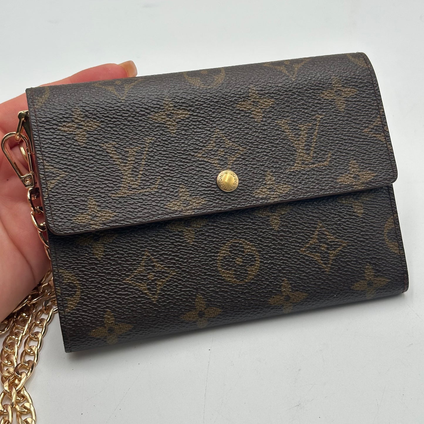 Authentic Louis Vuitton 1994 Monogram Porte Monnaie Bilet Wallet Crossbody