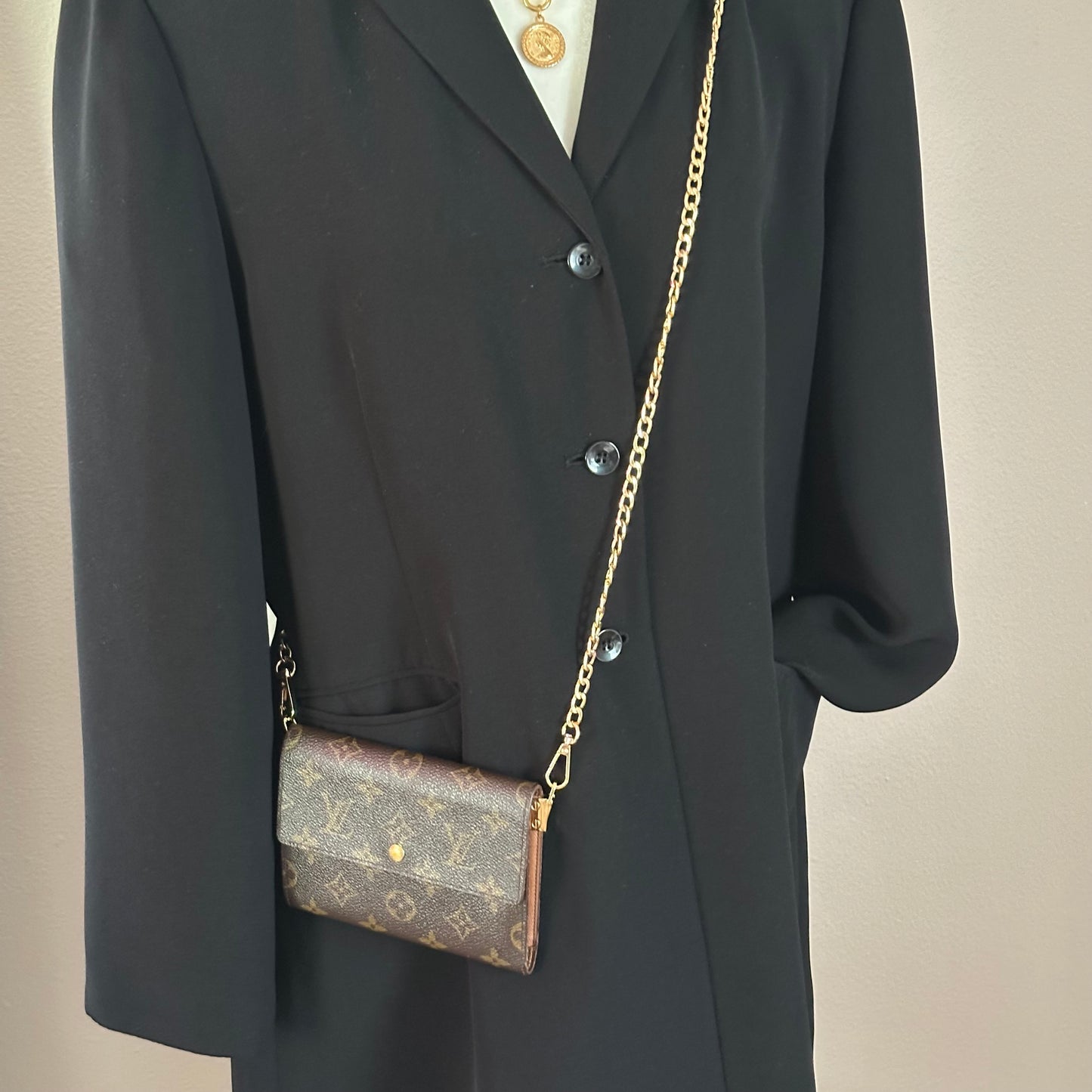 Authentic Louis Vuitton 1994 Monogram Porte Monnaie Bilet Wallet Crossbody