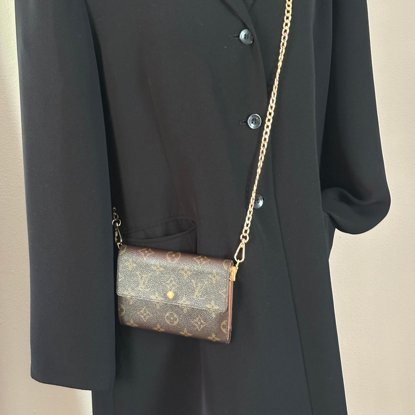 Authentic Louis Vuitton 1994 Monogram Porte Monnaie Bilet Wallet Crossbody