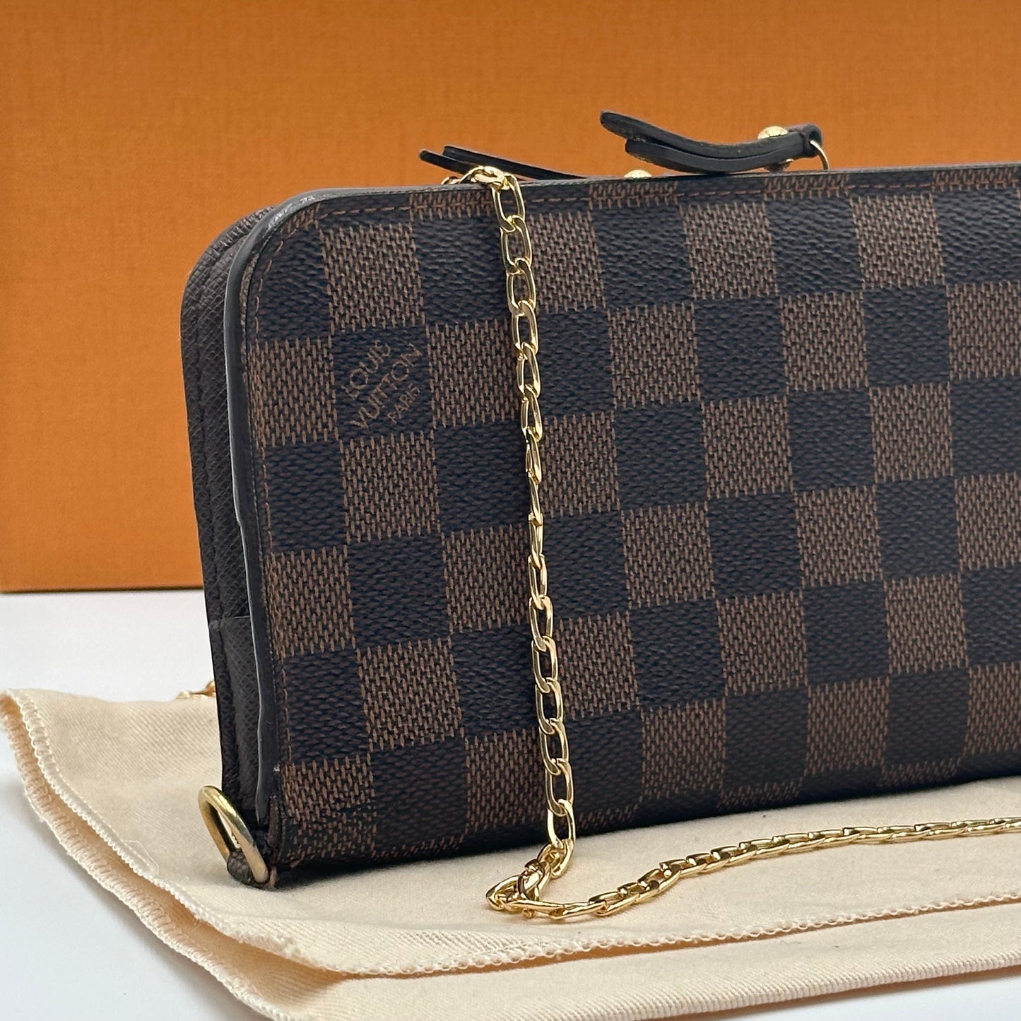 Authentic Louis Vuitton 2009 Damier Ebene Insolite Wallet Crossbody