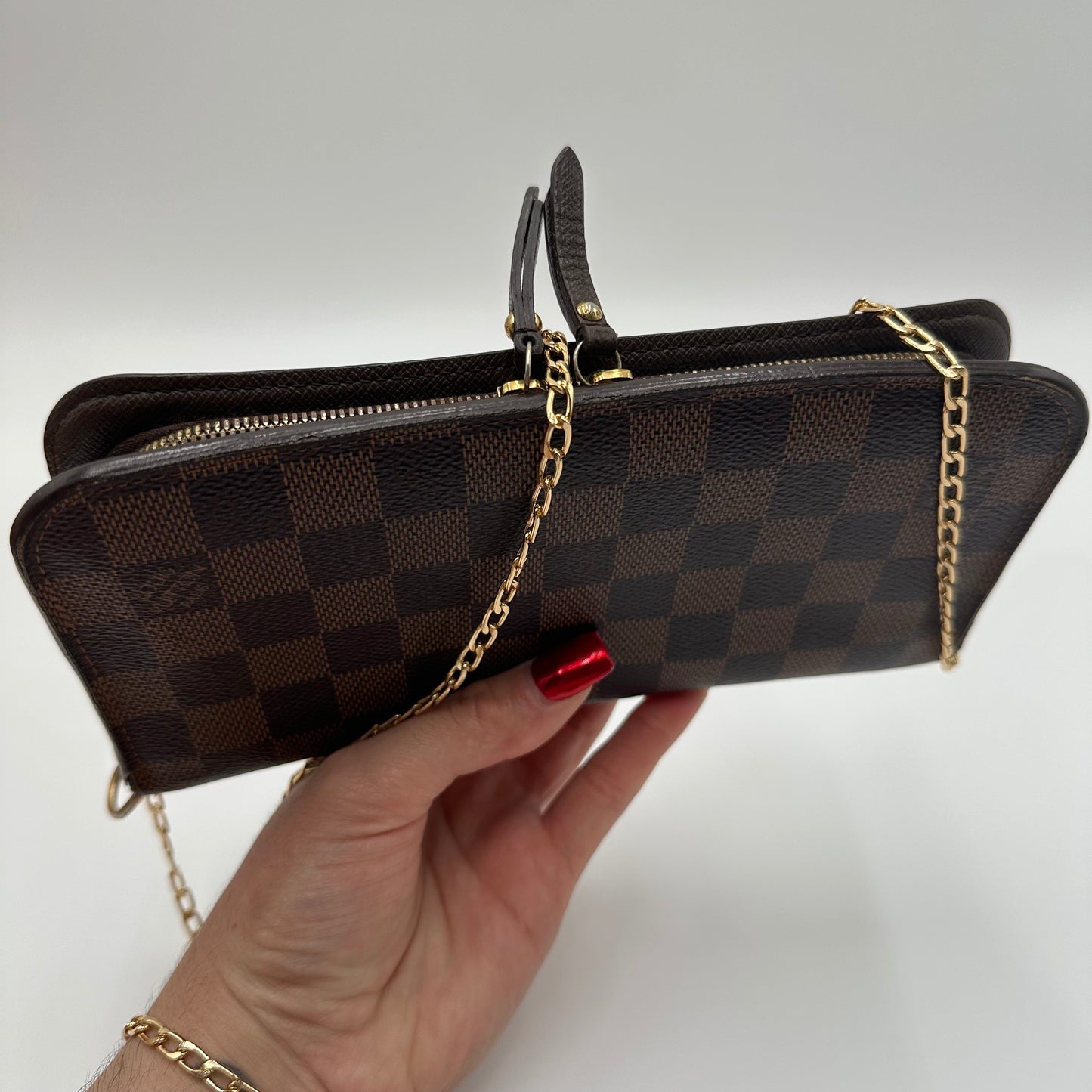 Authentic Louis Vuitton 2009 Damier Ebene Insolite Wallet Crossbody