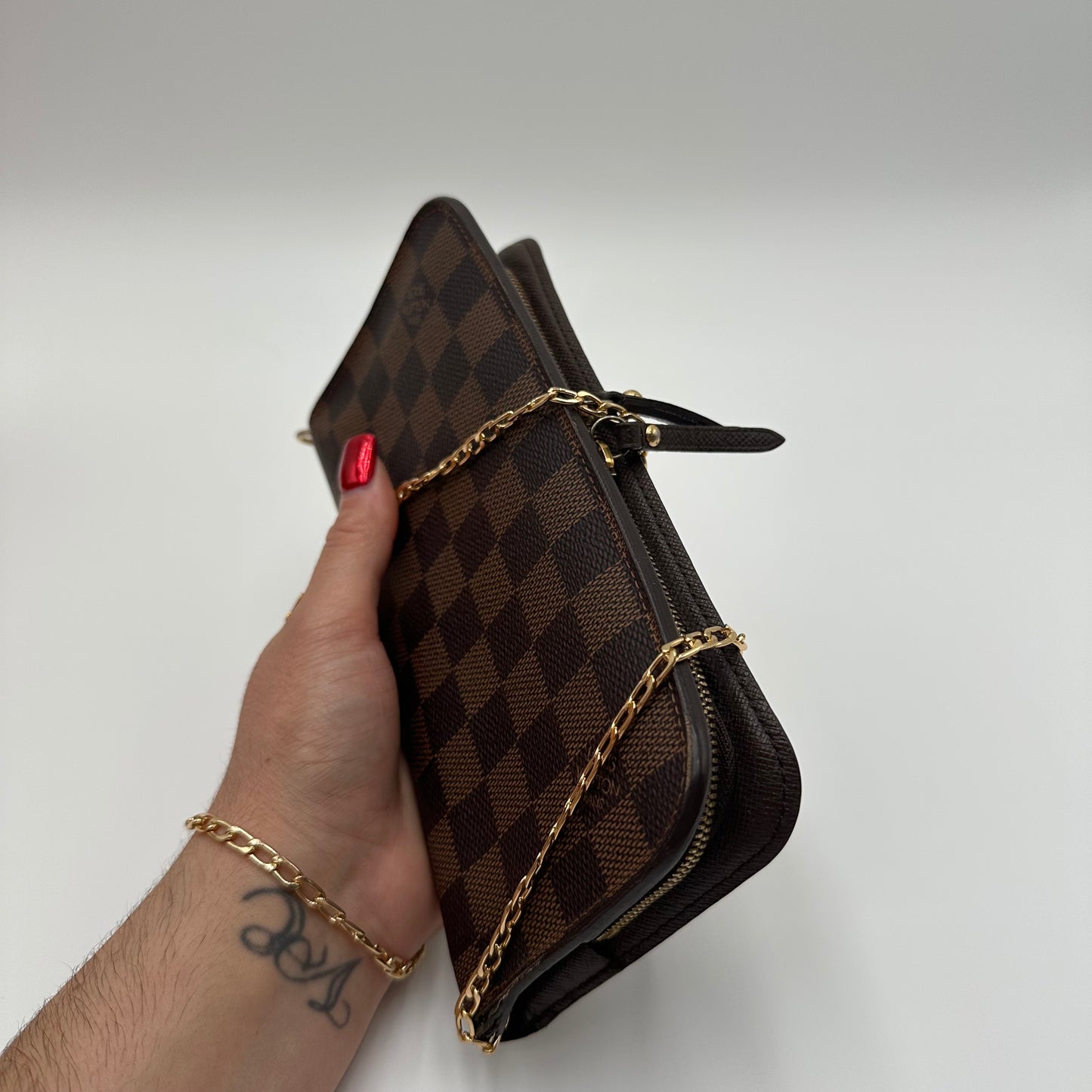 Authentic Louis Vuitton 2009 Damier Ebene Insolite Wallet Crossbody