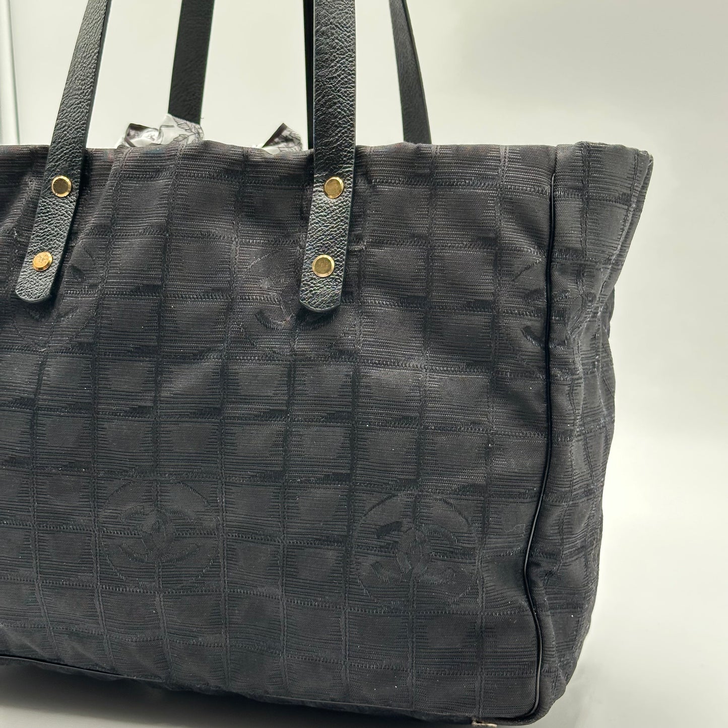 Authentic CHANEL Black Medium Travel Line Tote