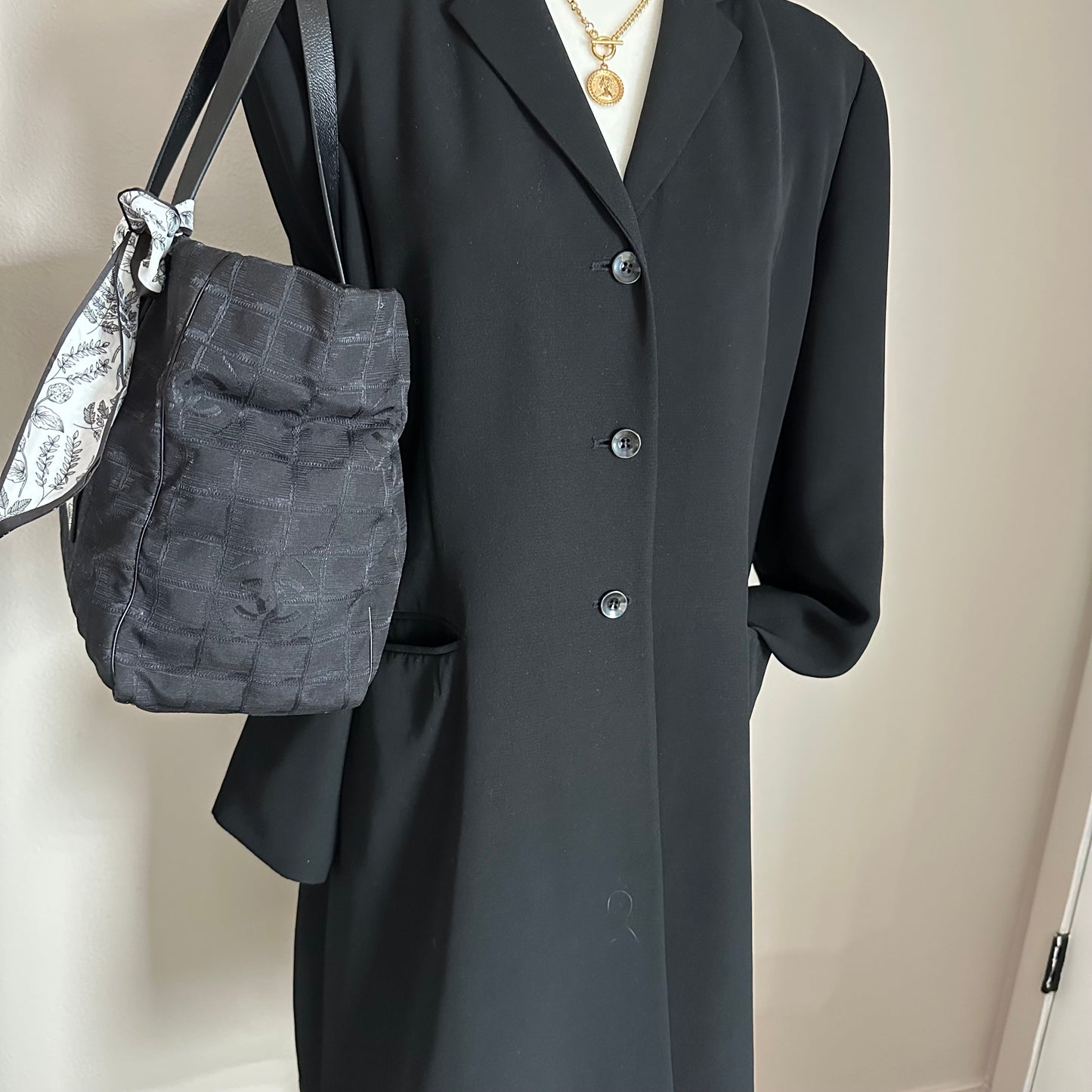 Authentic CHANEL Black Medium Travel Line Tote