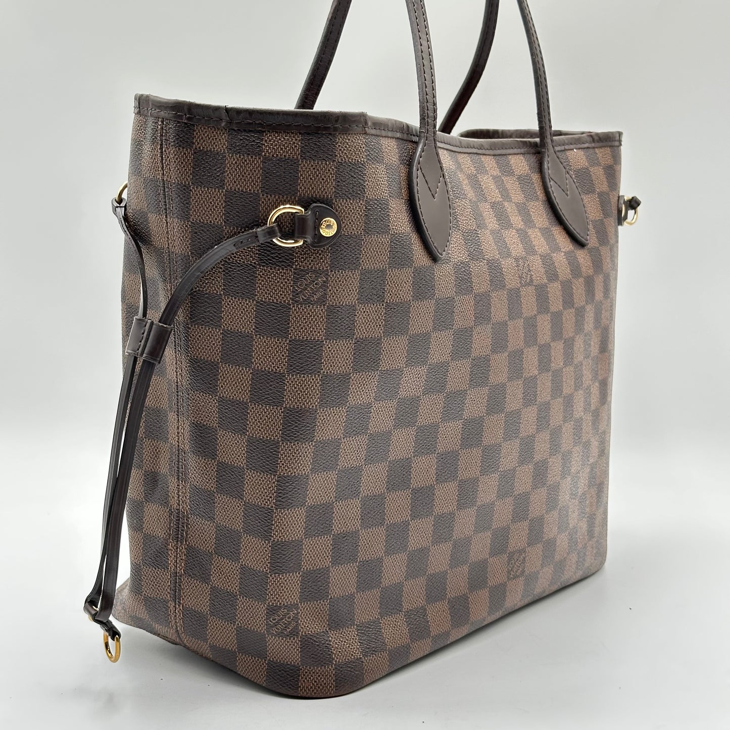 Authentic Louis Vuitton 2018 Damier Ebene Neverfull Rose Ballerine MM