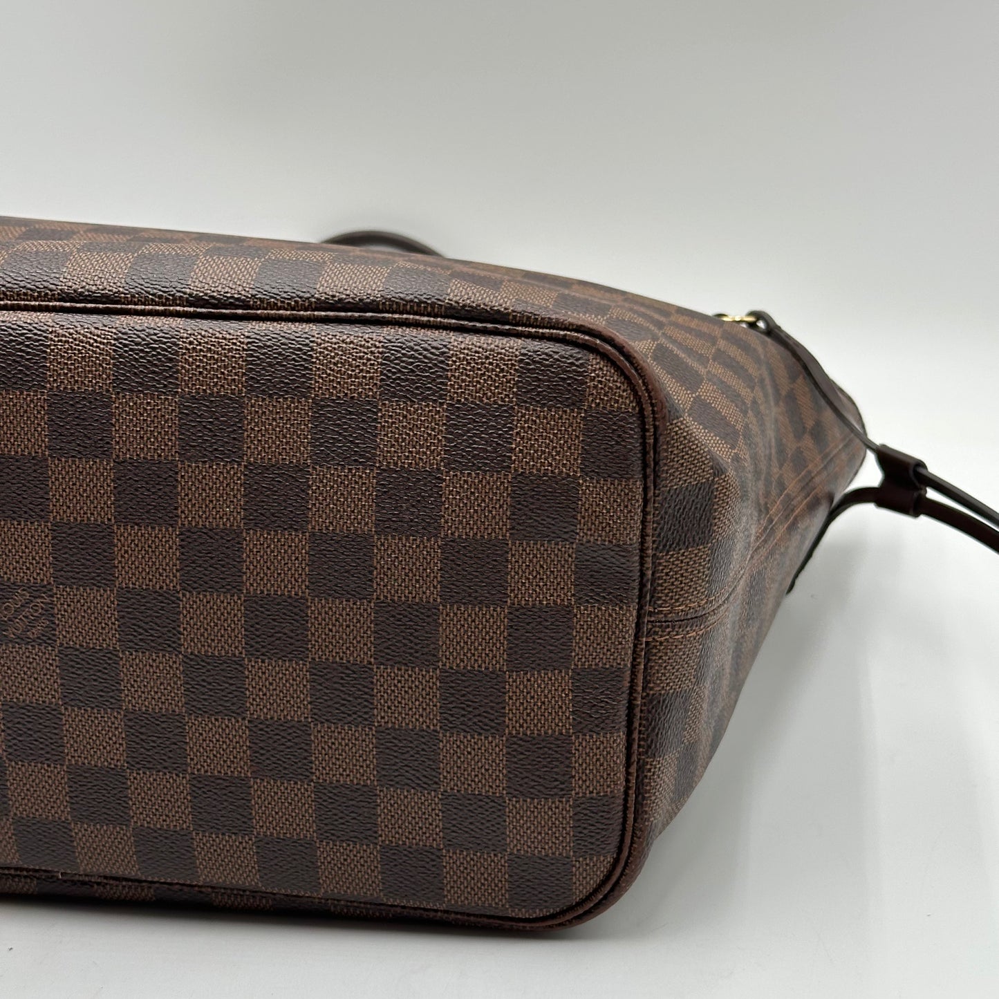 Authentic Louis Vuitton 2018 Damier Ebene Neverfull Rose Ballerine MM + Wristlet