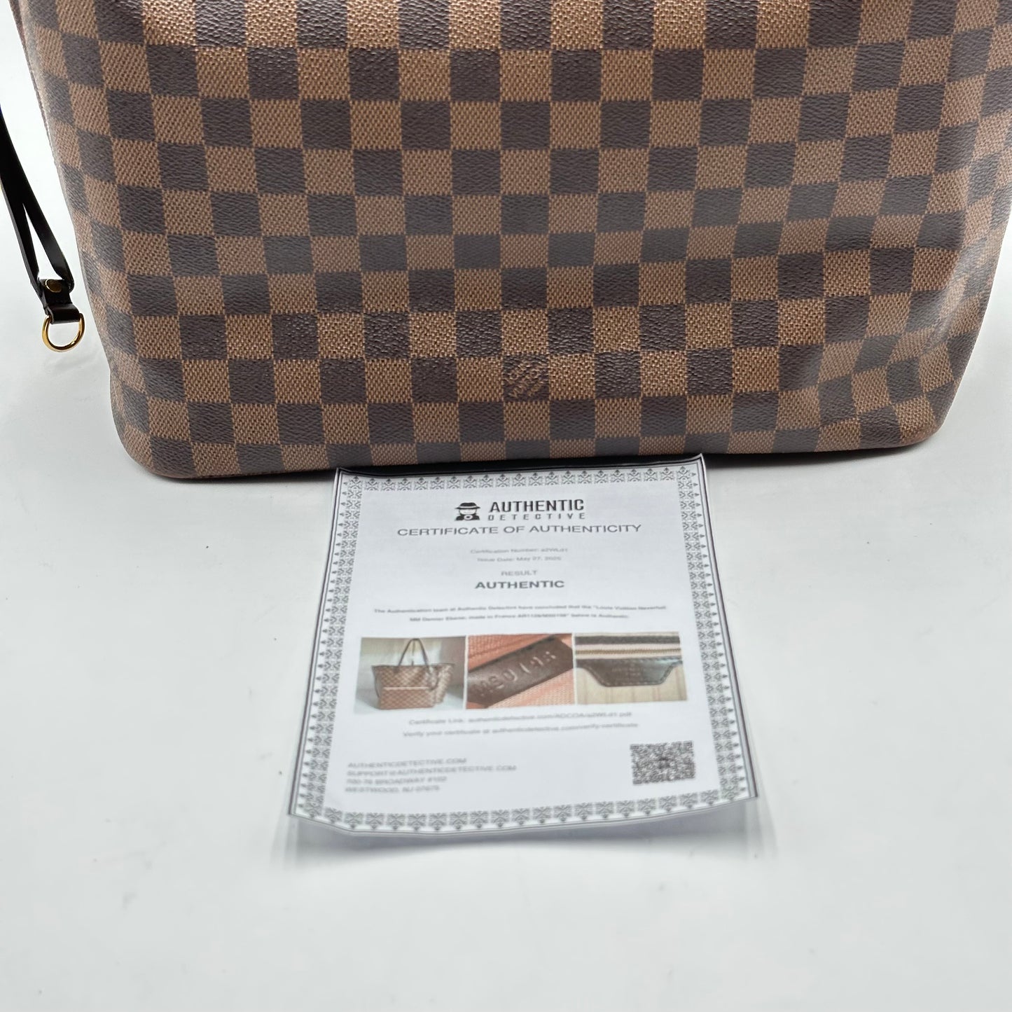 Authentic Louis Vuitton 2018 Damier Ebene Neverfull Rose Ballerine MM