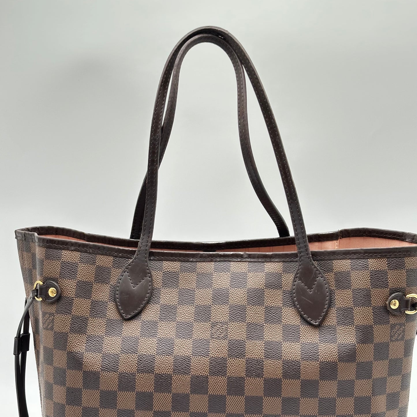 Authentic Louis Vuitton 2018 Damier Ebene Neverfull Rose Ballerine MM