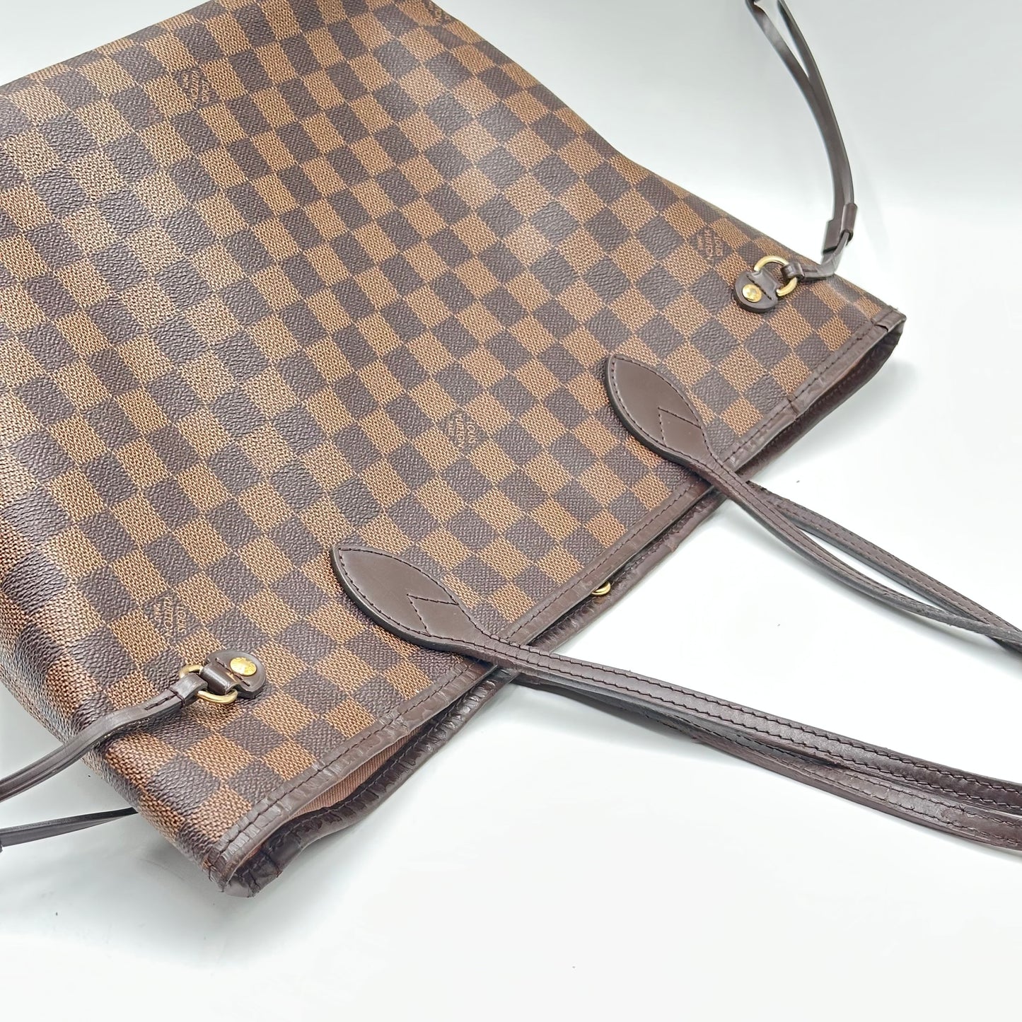 Authentic Louis Vuitton 2018 Damier Ebene Neverfull Rose Ballerine MM