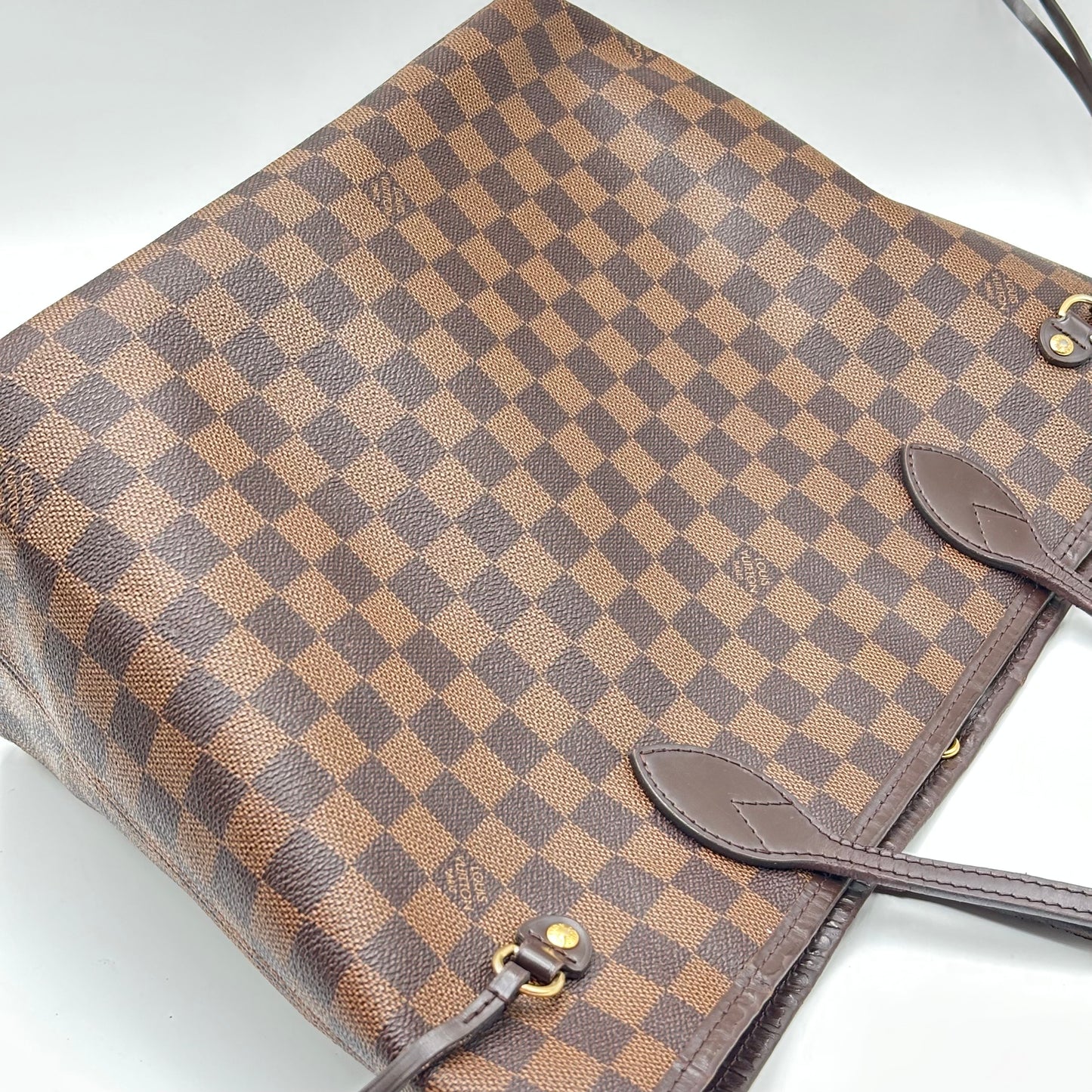 Authentic Louis Vuitton 2018 Damier Ebene Neverfull Rose Ballerine MM + Wristlet