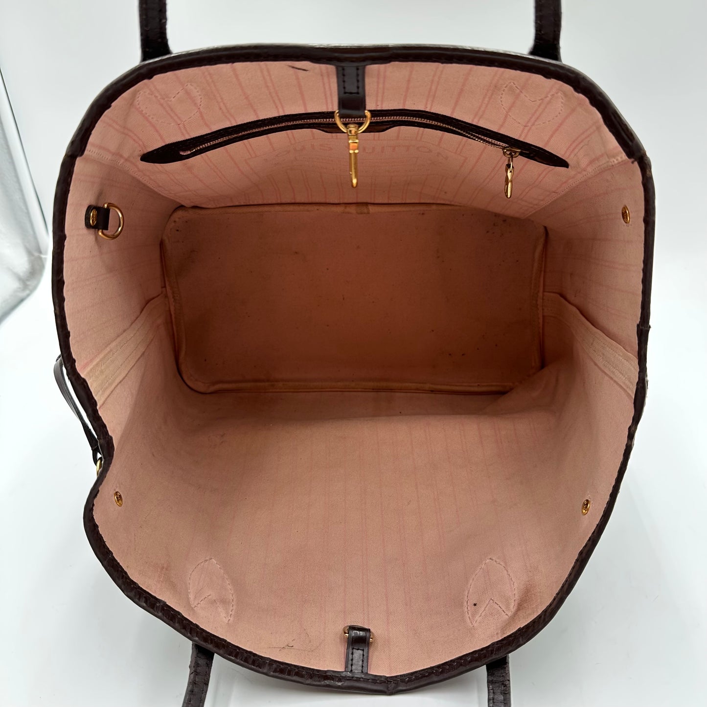 Authentic Louis Vuitton 2018 Damier Ebene Neverfull Rose Ballerine MM