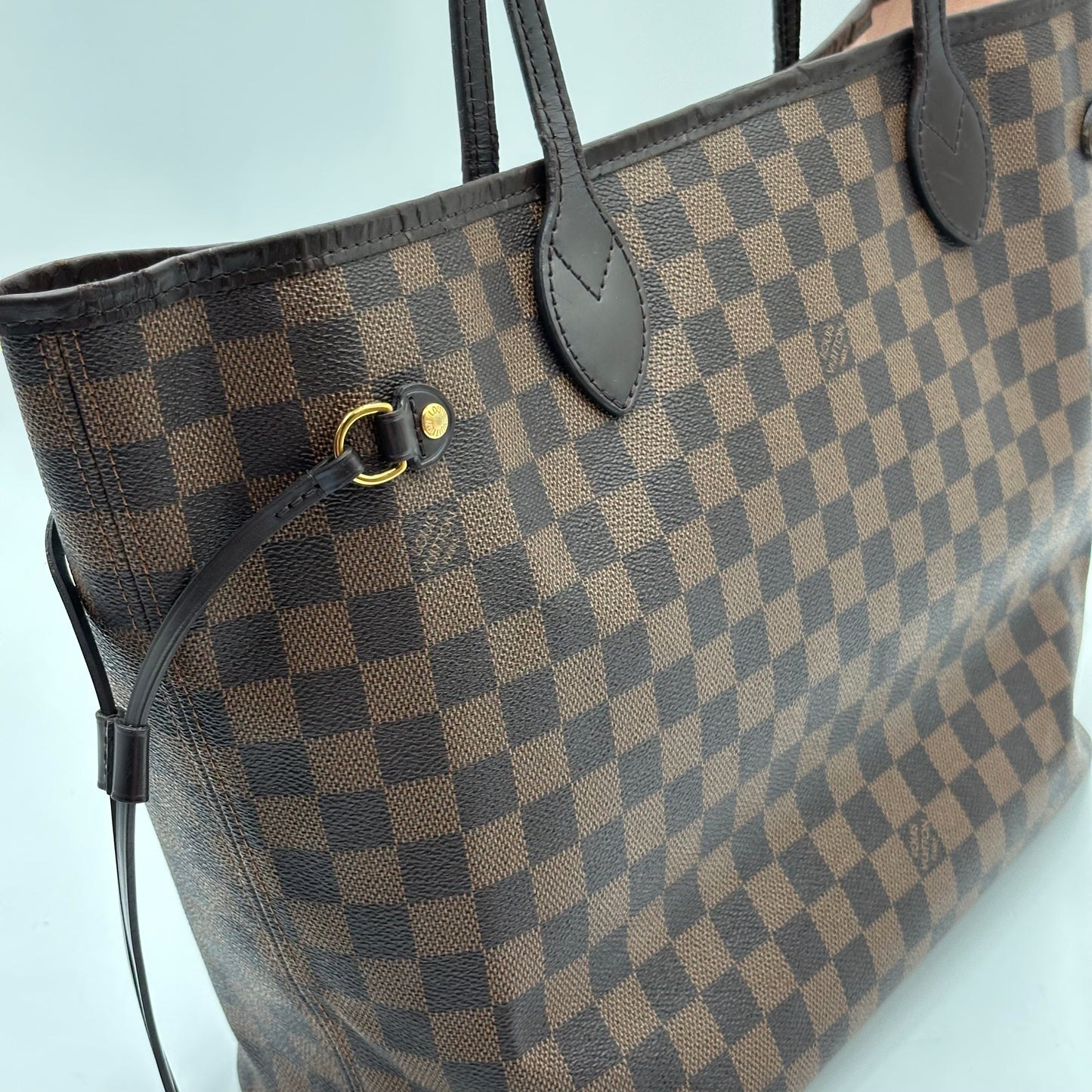 Authentic Louis Vuitton 2018 Damier Ebene Neverfull Rose Ballerine MM