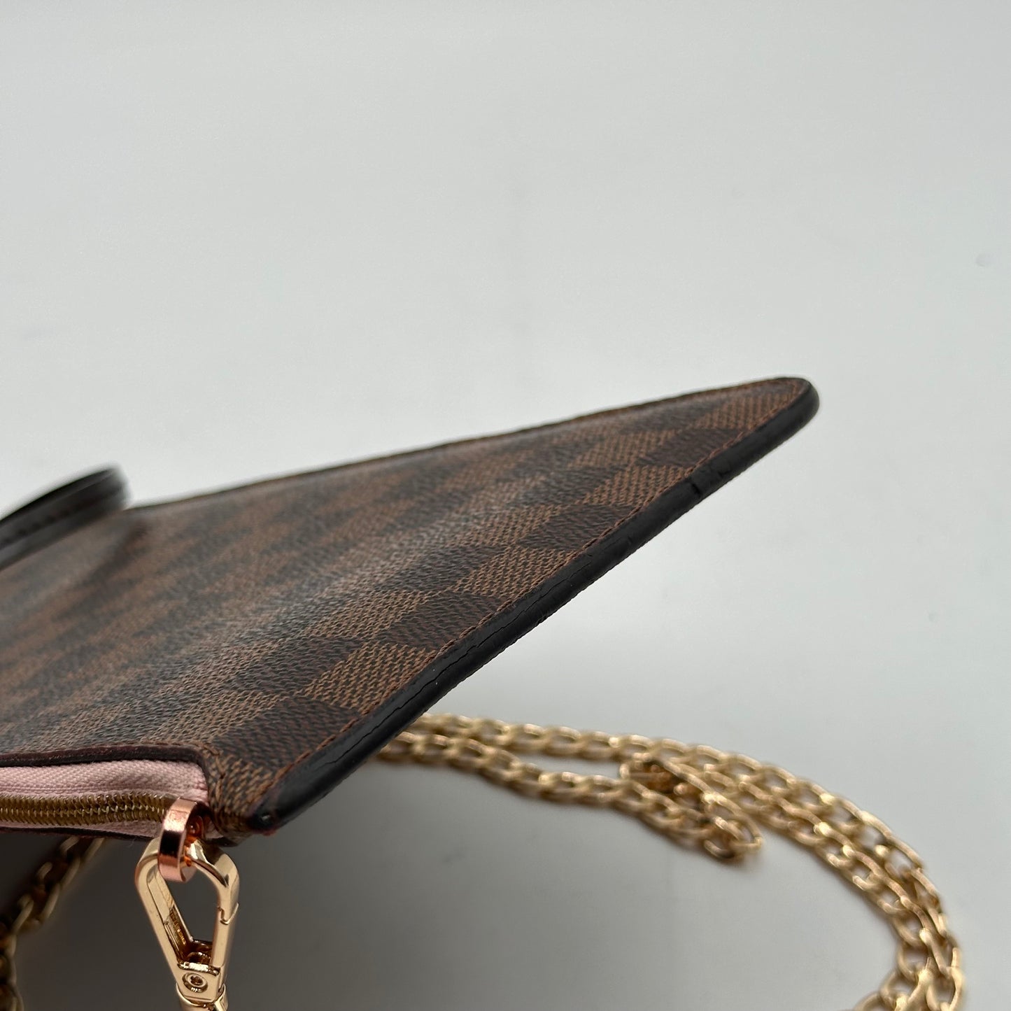Authentic Louis Vuitton 2018 Damier Ebene Neverfull Rose Ballerine MM + Wristlet