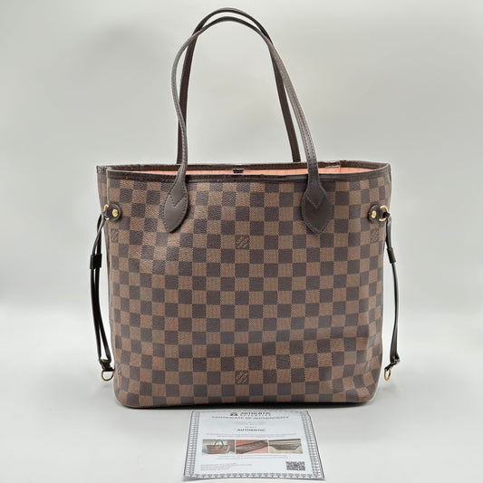 Authentic Louis Vuitton 2018 Damier Ebene Neverfull Rose Ballerine MM