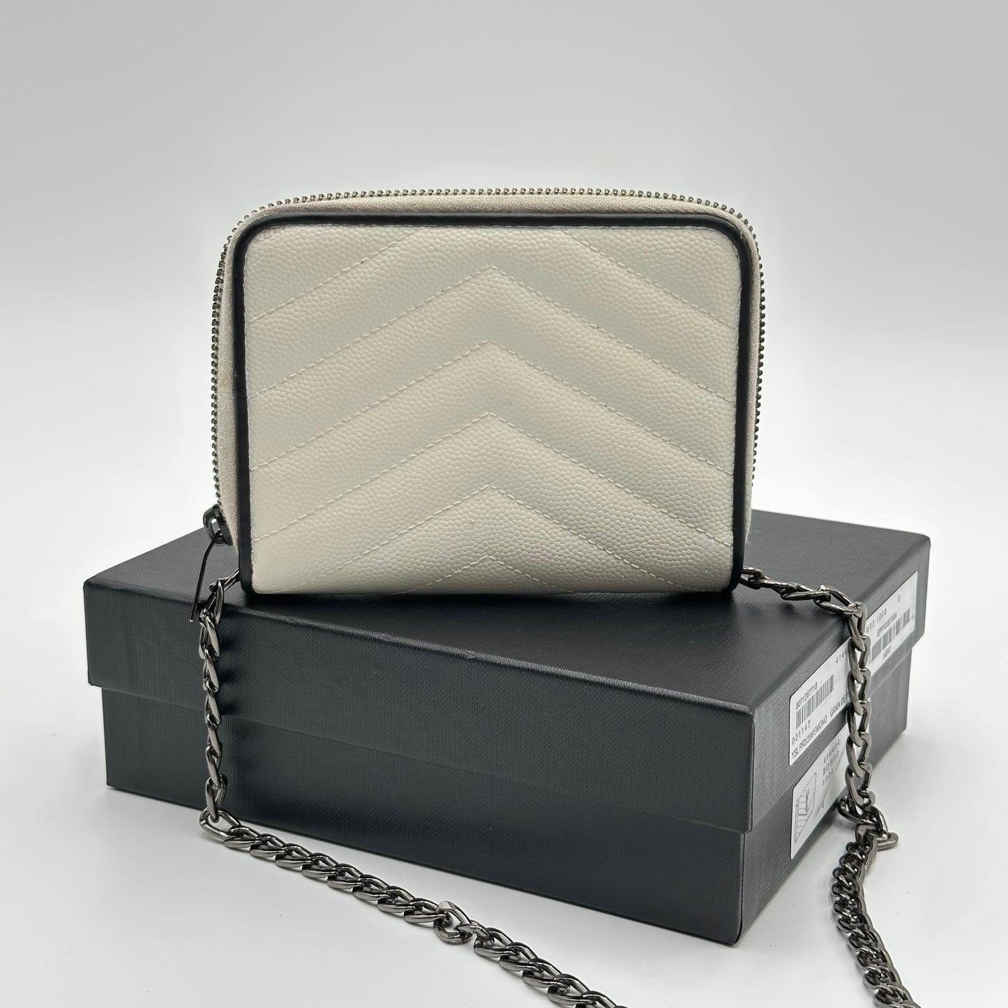 Authentic YSL White Matelasse Compact Wallet