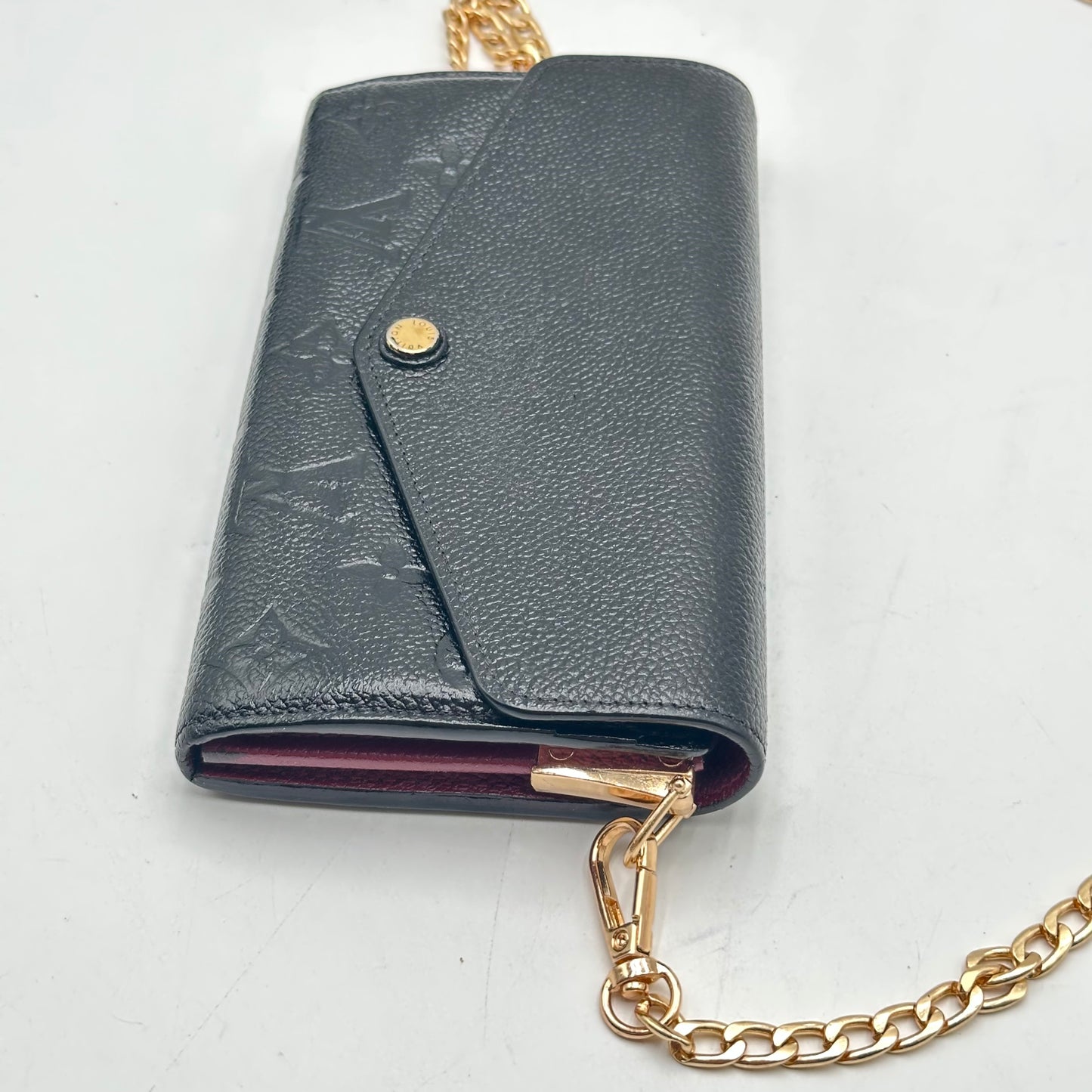 Authentic Louis Vuitton 2018 Empreinte Black Sarah Wallet Crossbody
