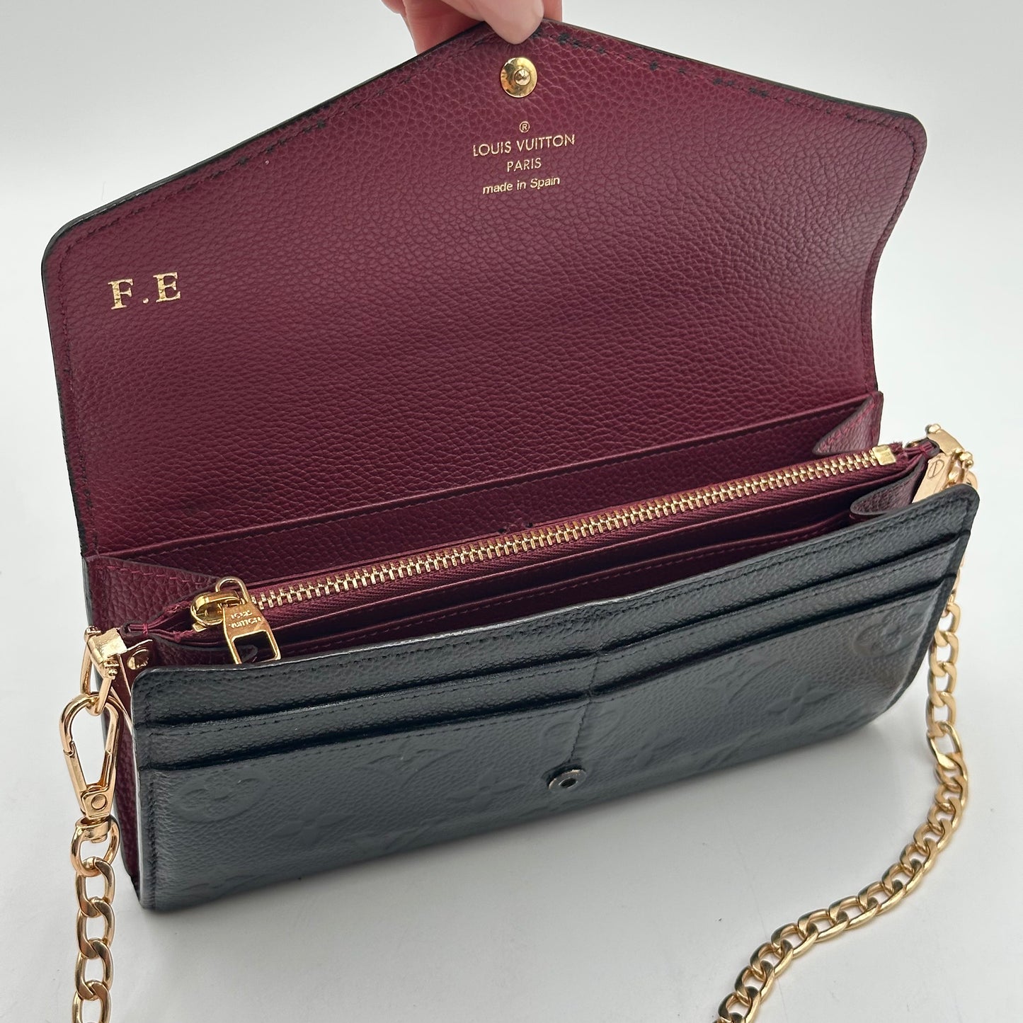 Authentic Louis Vuitton 2018 Empreinte Black Sarah Wallet Crossbody